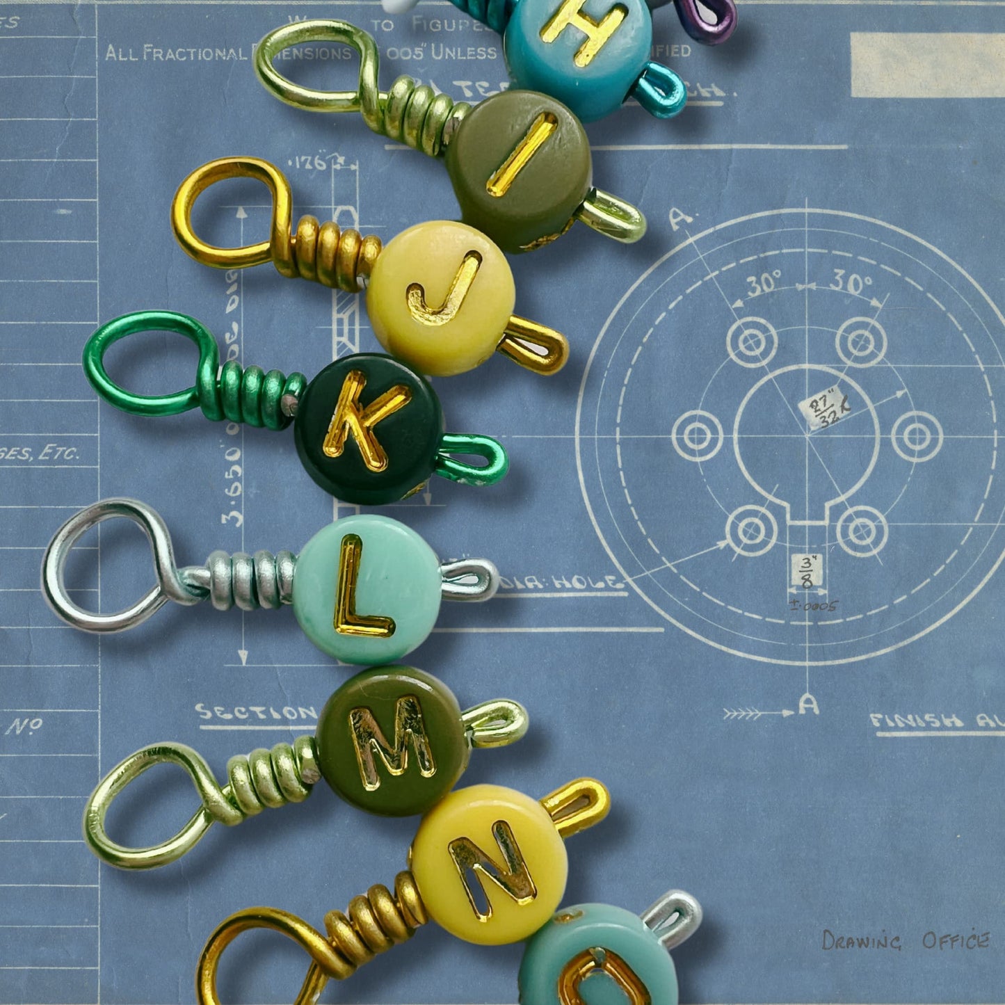 Alphabet Stitch Marker Set for Knitting - 1930's Inspired