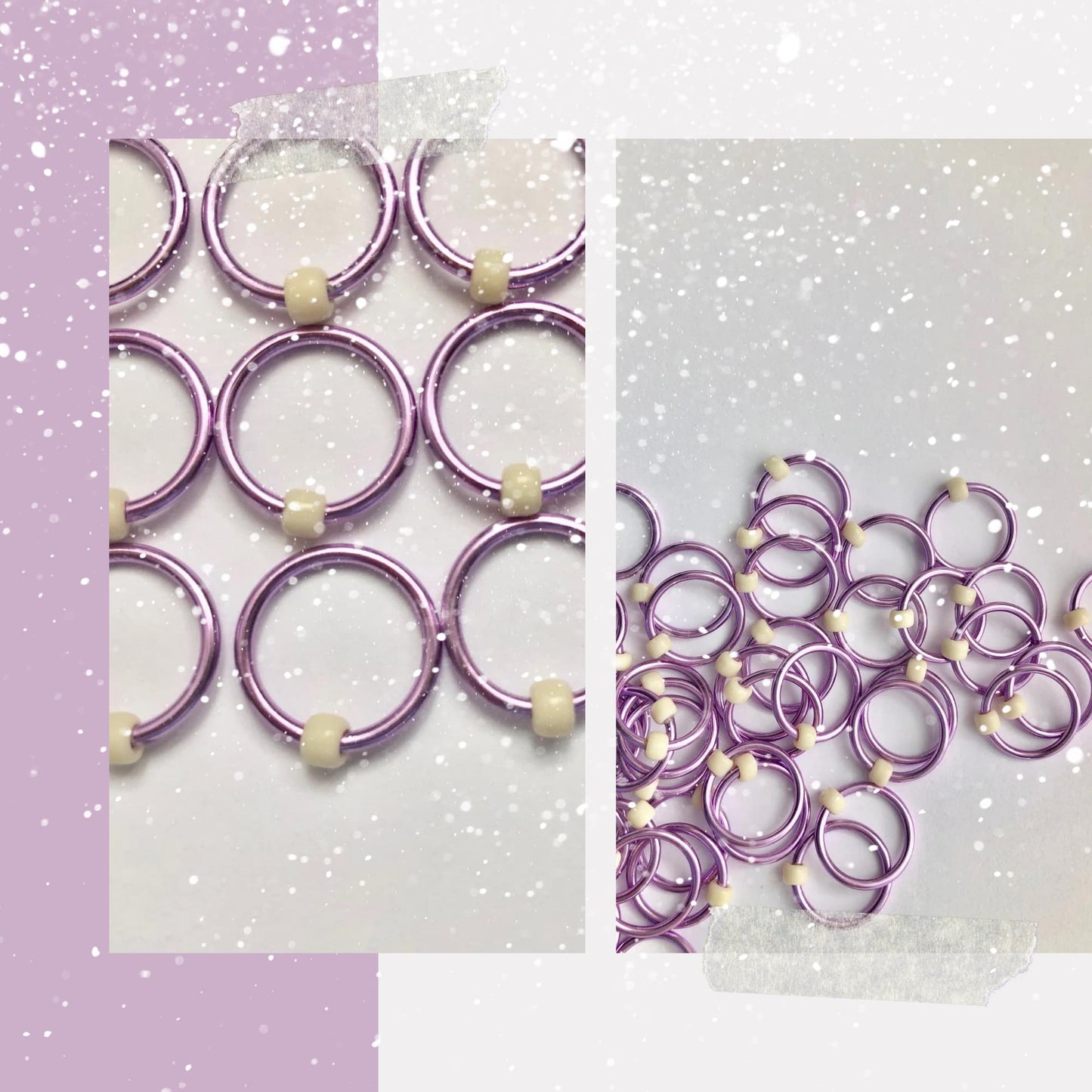 Light Purple Stitch Markers for Knitting Needles - Snow Lilac