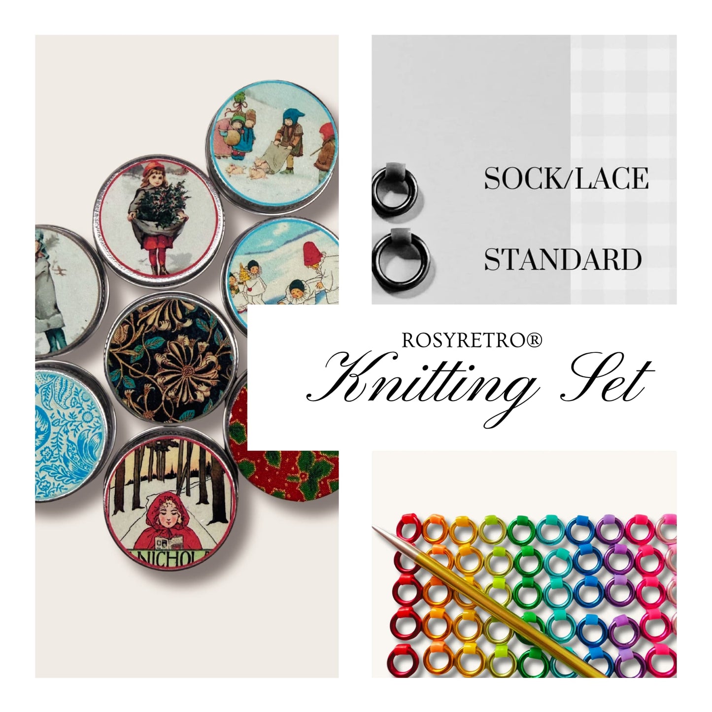 Christmas KnittingSet - 40 Stitch Markers with Storage Tin