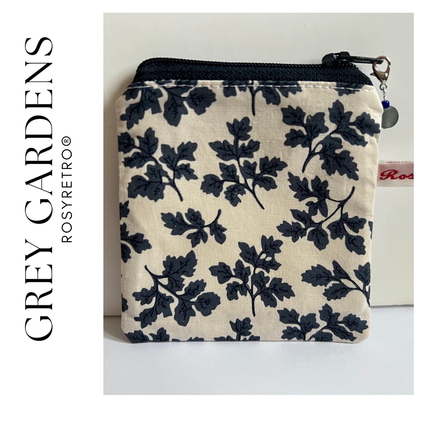 Navy and Cream Purse in 100% Cotton Limited Edition Print  - Grey Gardens