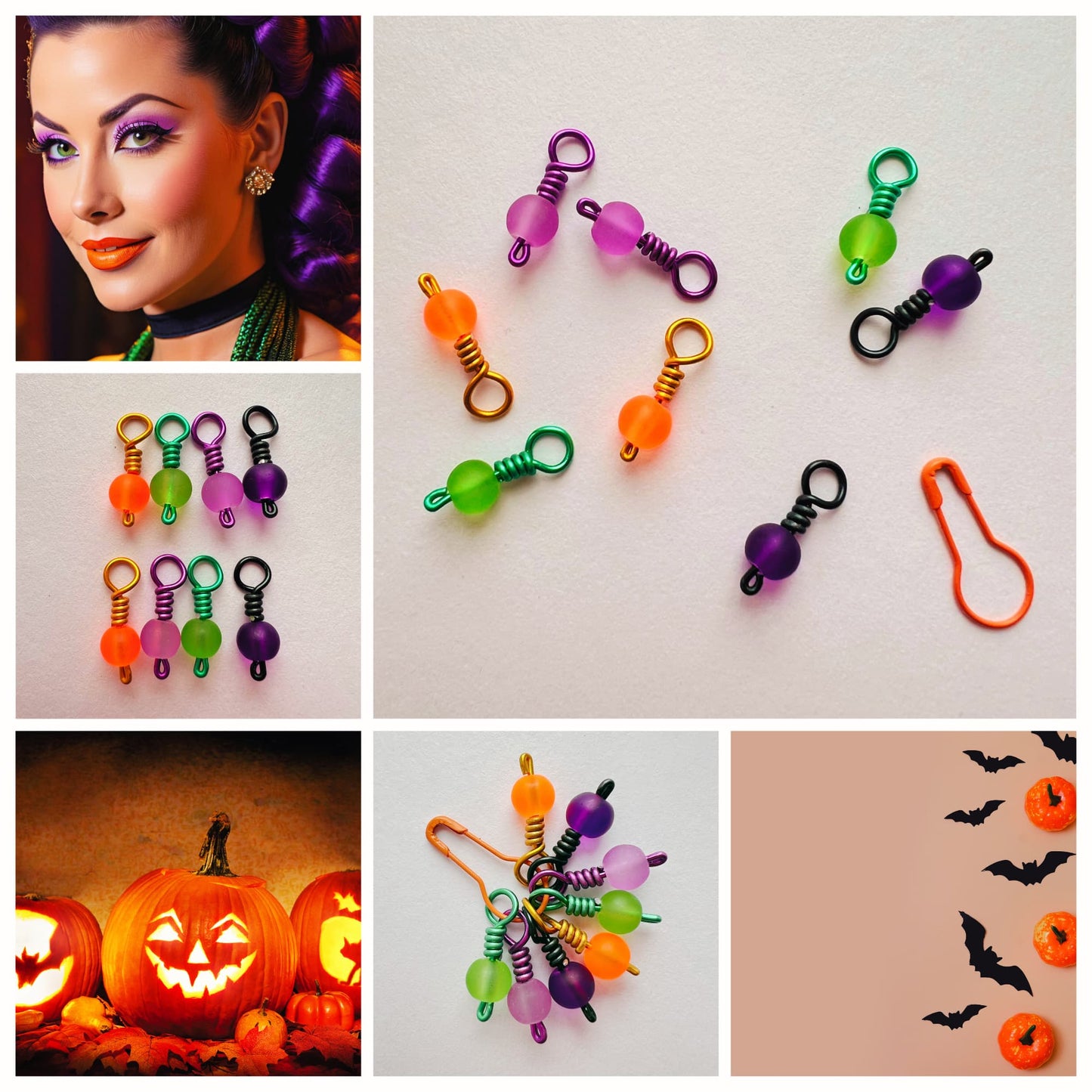 Halloween Stitch Markers, Wire Wrapped Snag Free - Spooky Pops