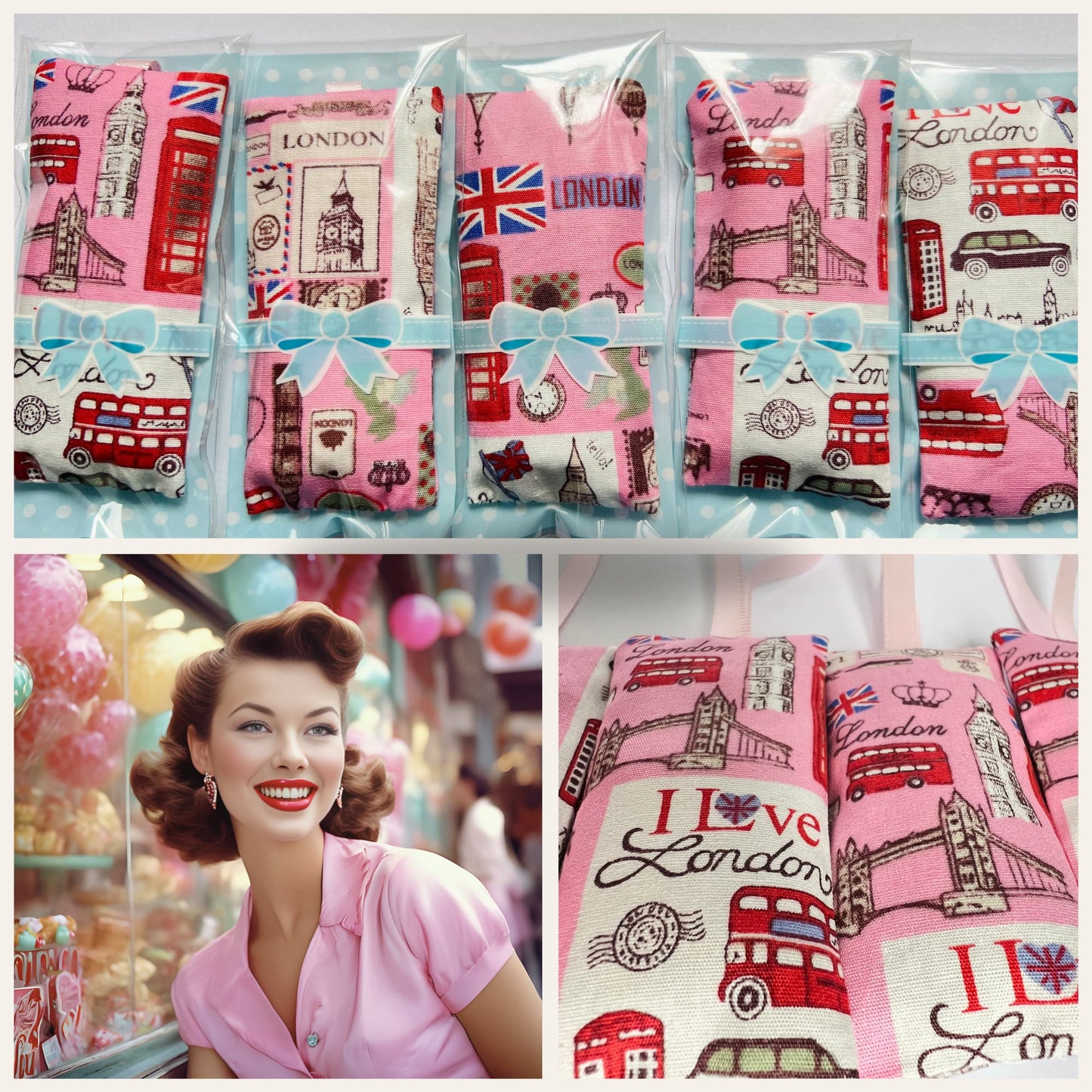 Aromatic Lavender Sachets in Pink London print - Sugar London