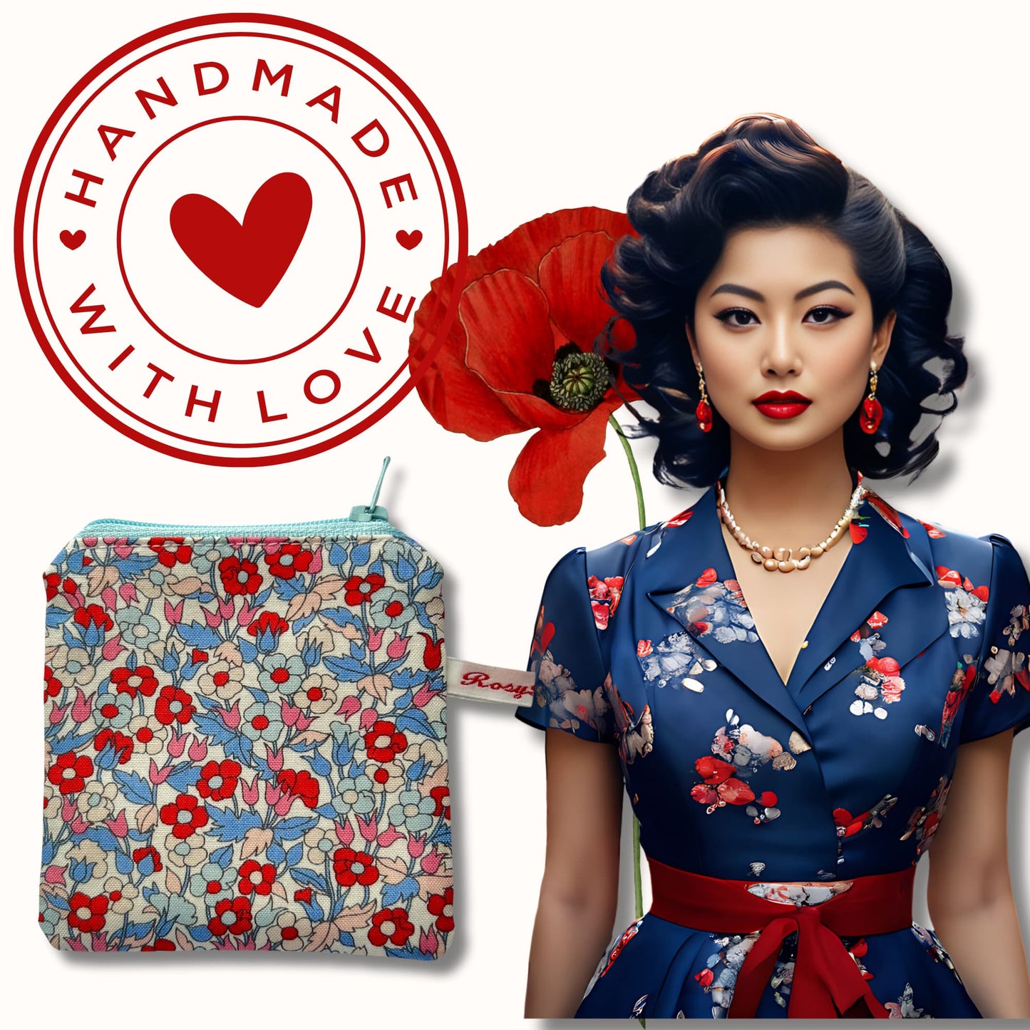 Liberty Fabric Purse -  Piccadilly Poppy from The Carnaby Collection