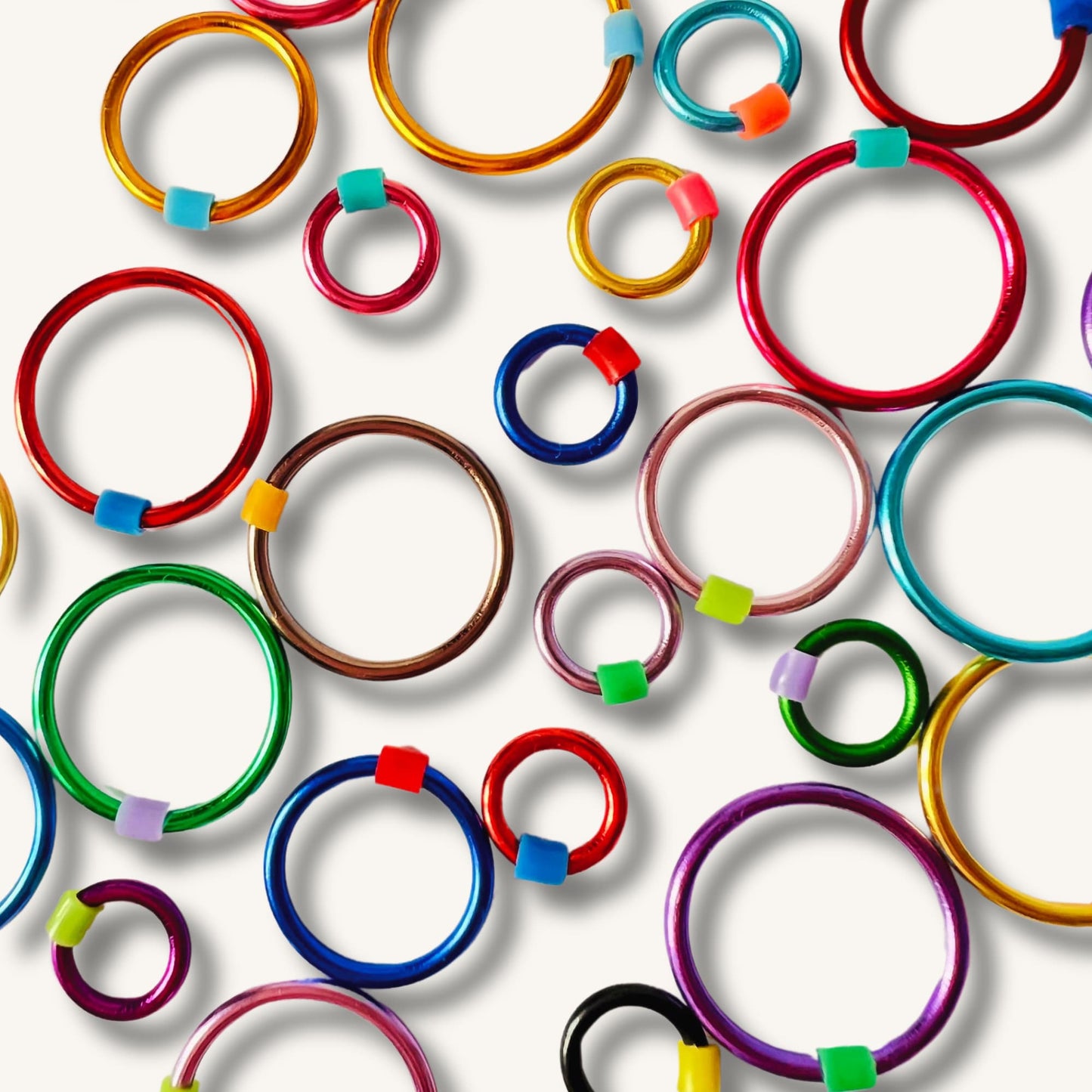 Rainbow Ring Stitch Markers for Knitting  - Snag Free in 4 Sizes - Fairground