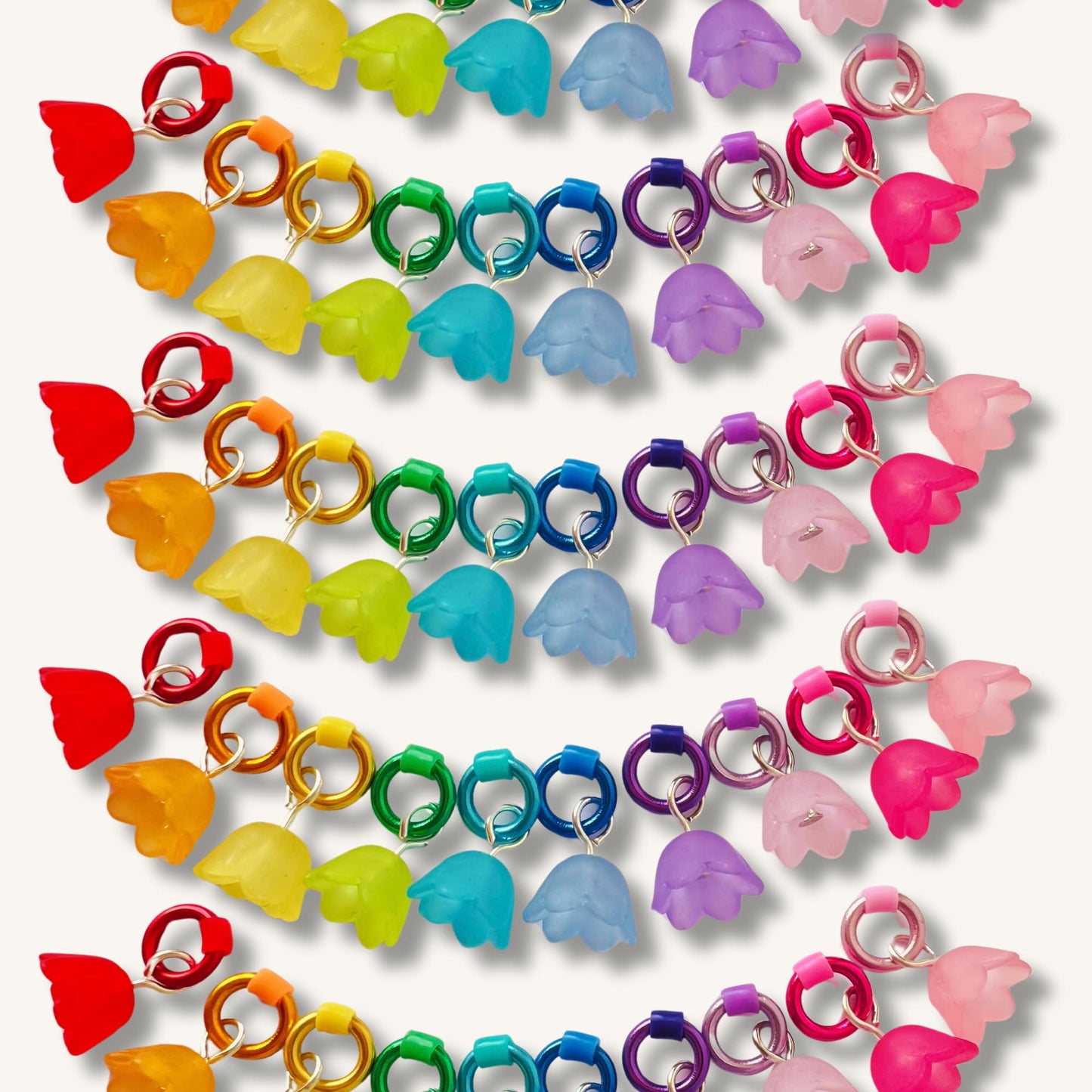 Rainbow Flower Knitting Stitch Markers - Colorful Resin Charms - Jelly Flowers