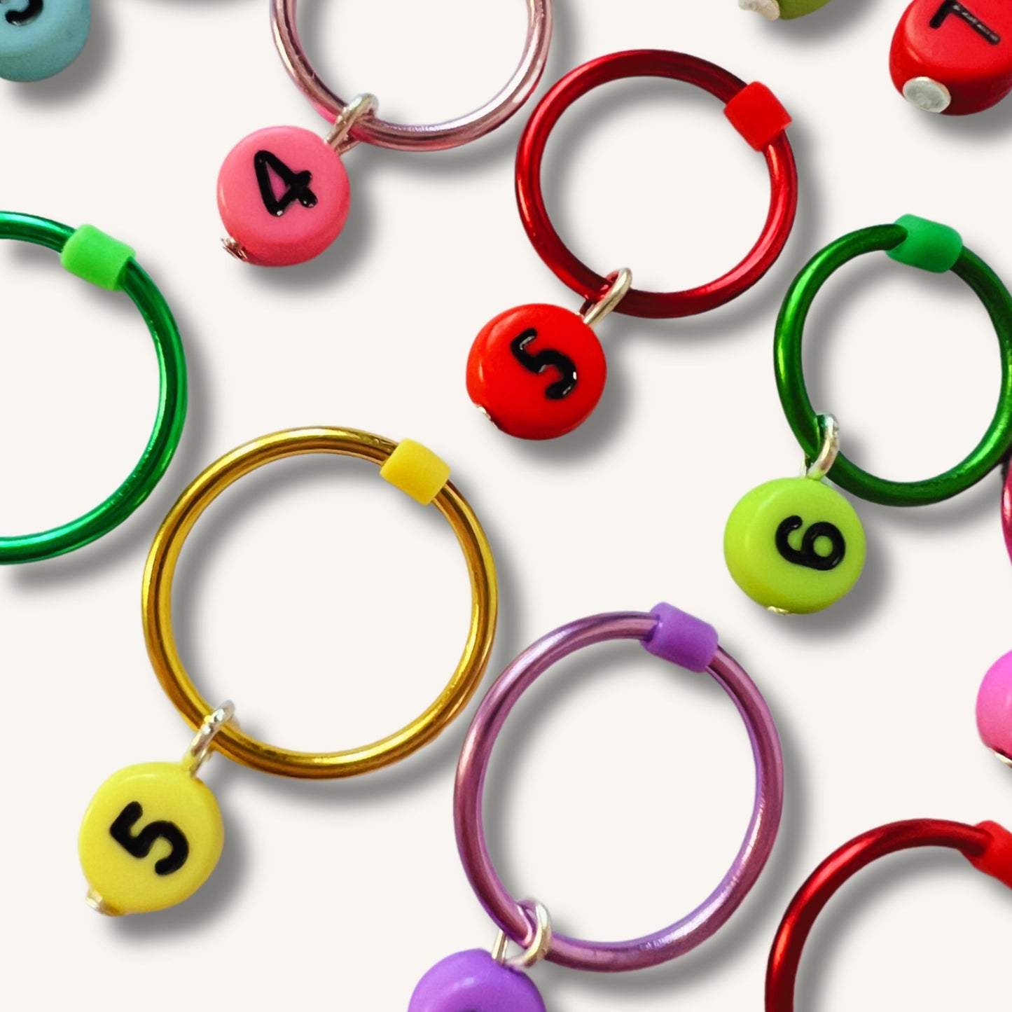 Number Stitch Markers in Rainbow Colours