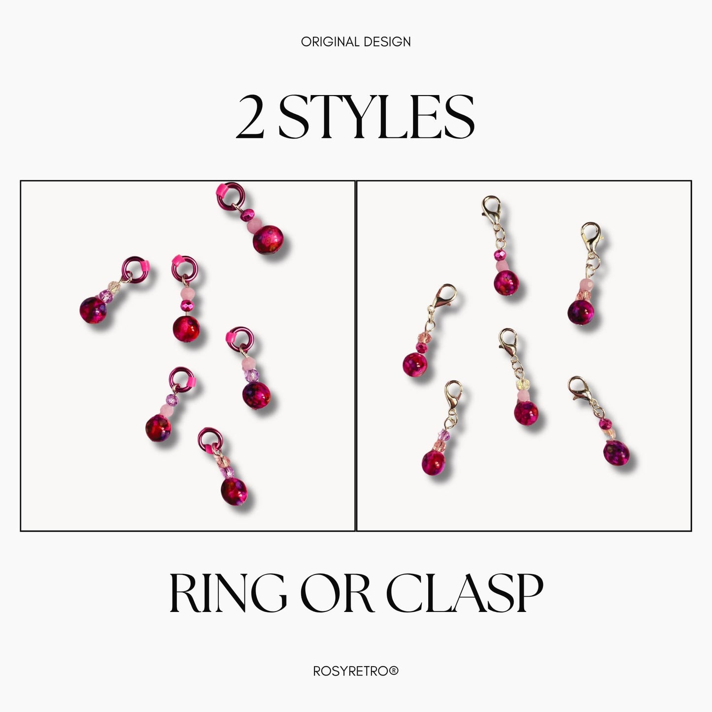 Pink Knitting Stitch Markers with Snag-Free Hoops - Pink wink
