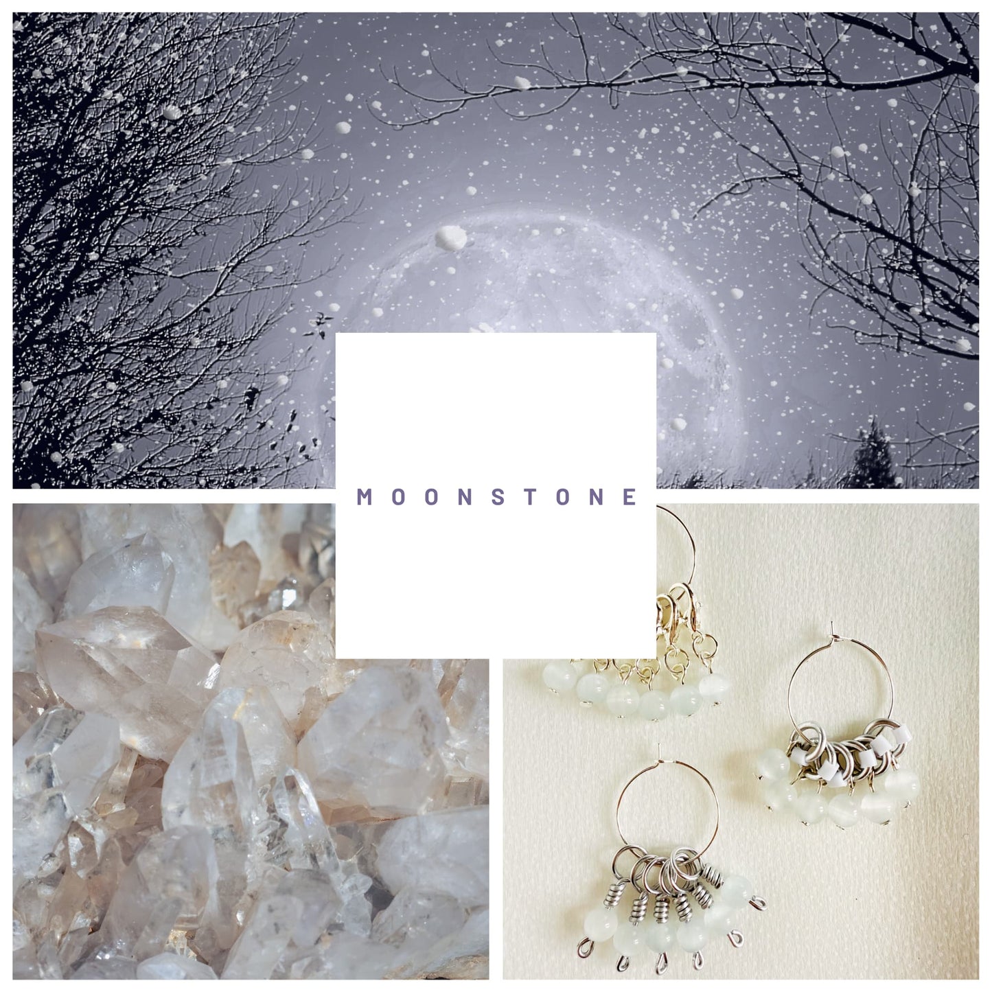 Moon Stone Stitch Markers - Snow