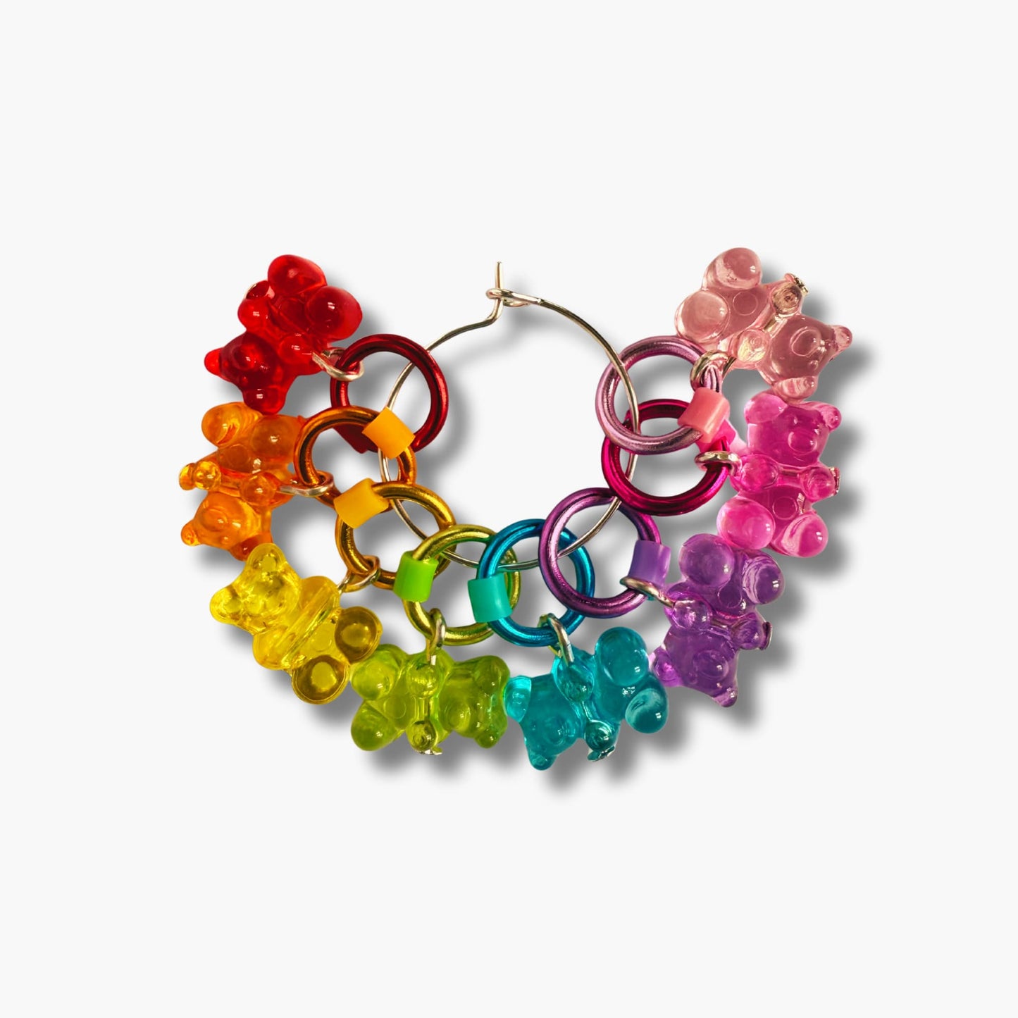 Rainbow Gummy Bear Stitch Markers - Cute Knitting Accessories in Vibrant Colors