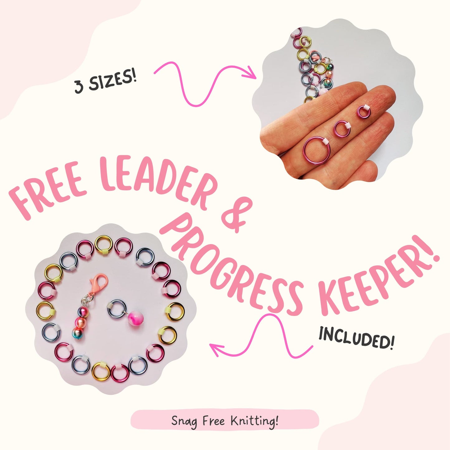 Pastel Ice Cream inspired Knitting Stitch Markers for Sock, Lace & Knitting - Snag Free in 3 Sizes