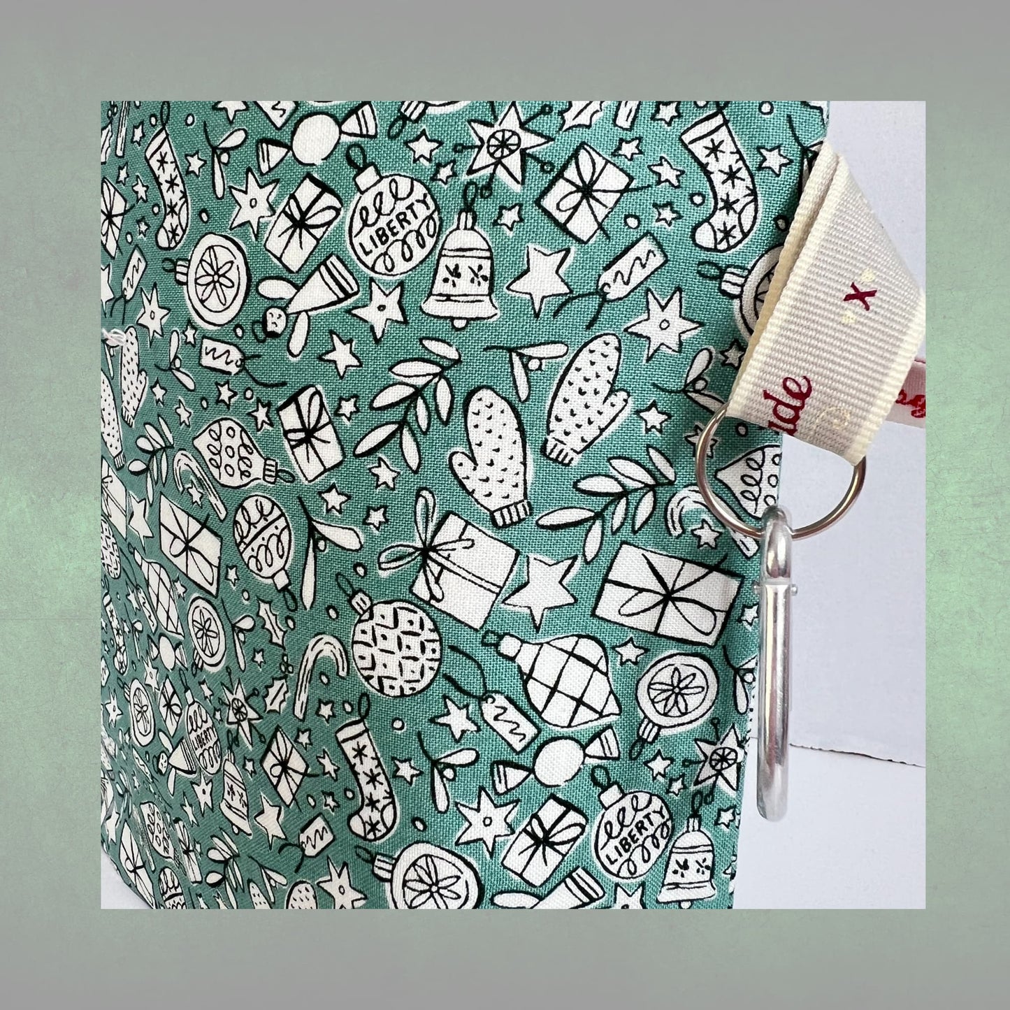 Knitting Project Bag in Liberty of London Festive Cheer Fabric