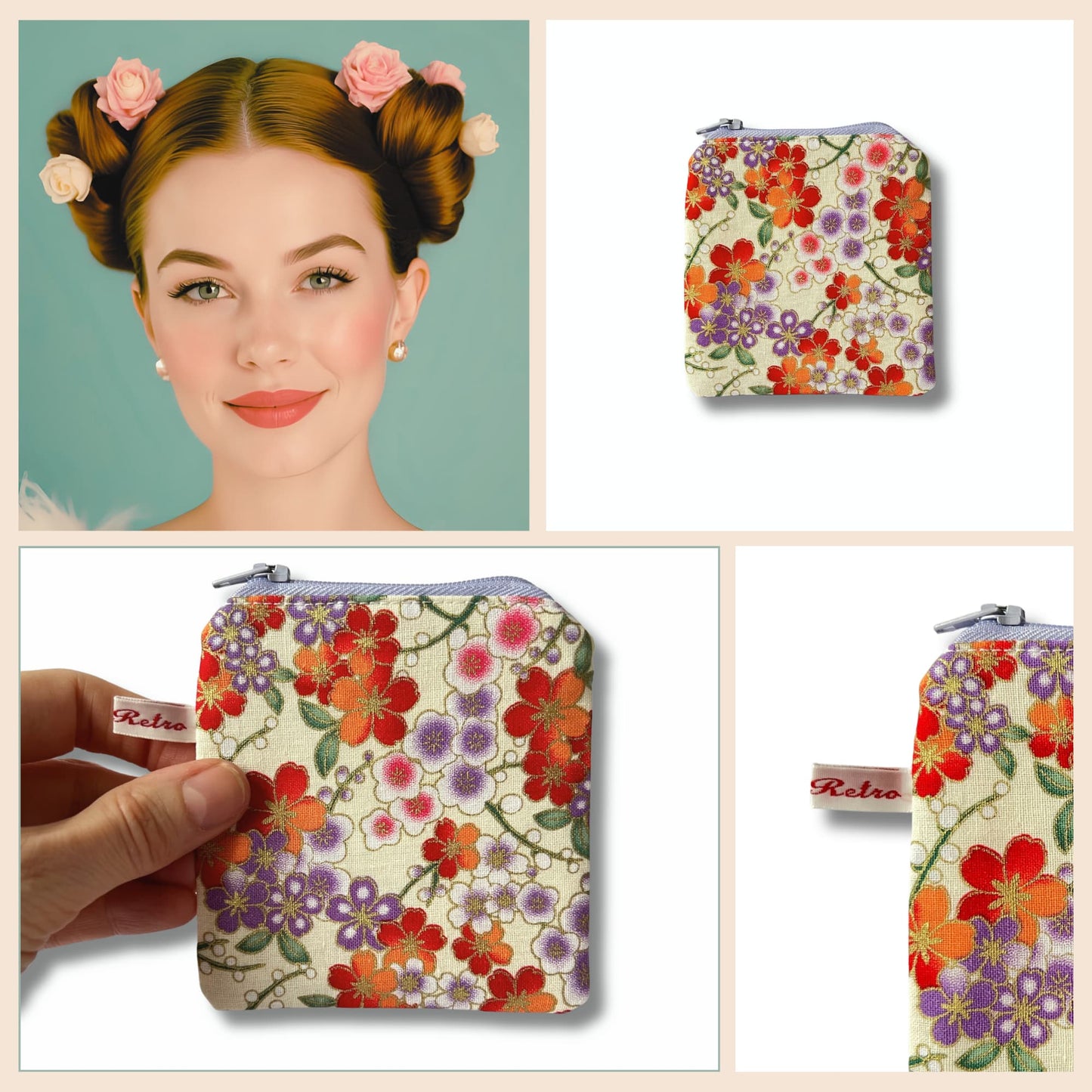 Travel Knitting Purse with Zip - Orange Blossom