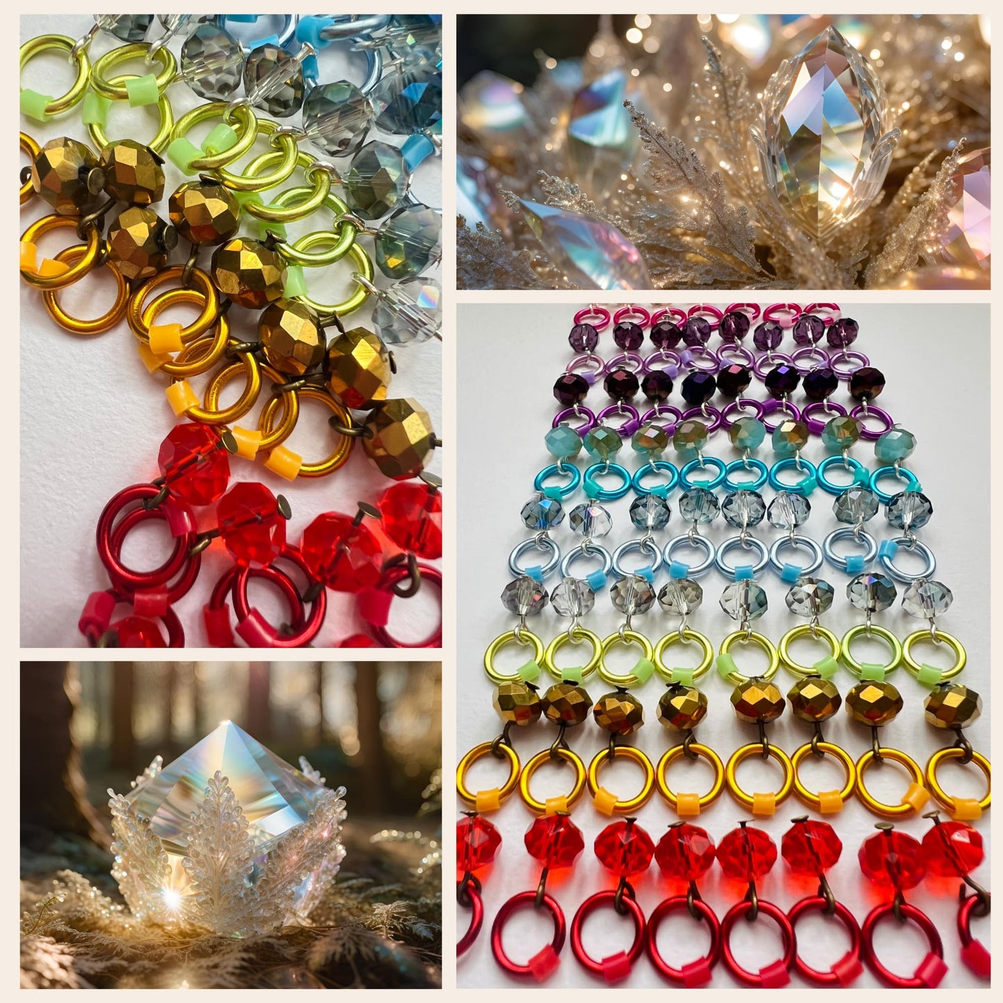 Crystal Glass Stitch Markers for Knitting, Snag Free - Enchanted Garden SET TWO