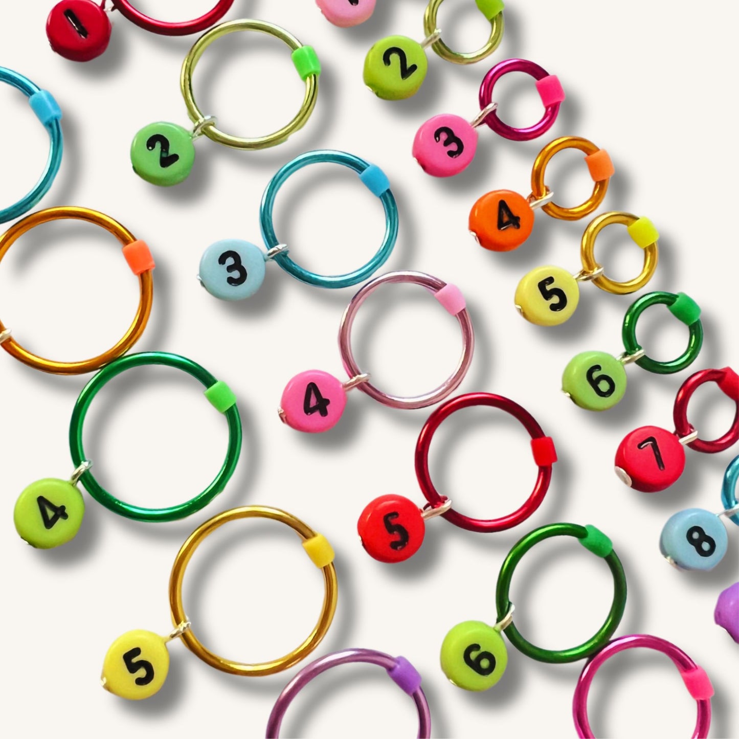 Number Stitch Markers in Rainbow Colours