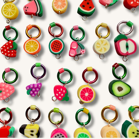 Fruit Knitting Stitch Markers - Fruit Charms - Fruit Salad Mix