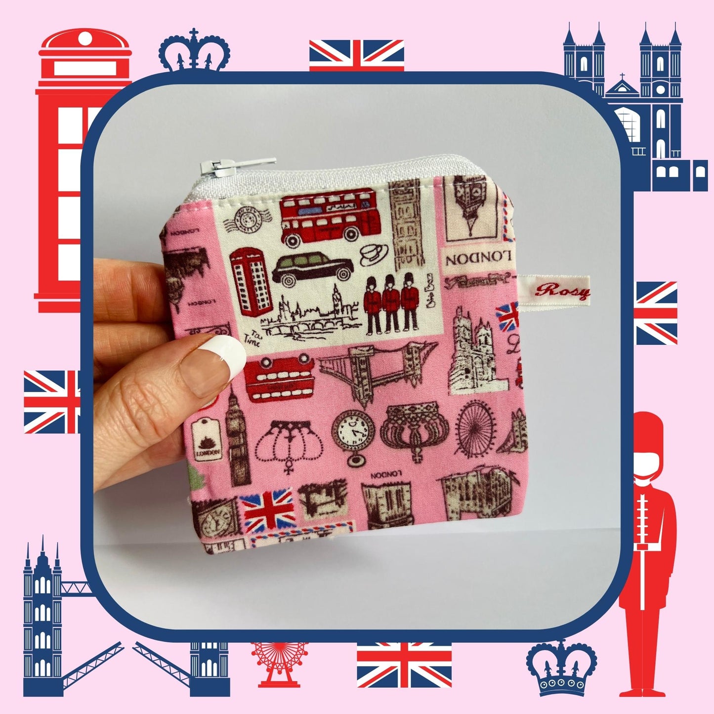 Pink London-Themed Mini Notions Purse - Portable Knitting and Sewing Accessory - Sugar London