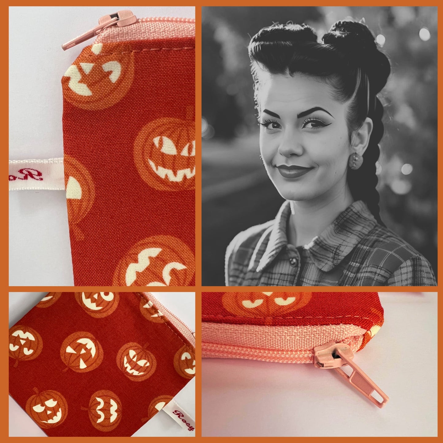 Pumpkin Knitting Purse , Glow Fabric by Lewis and Irene