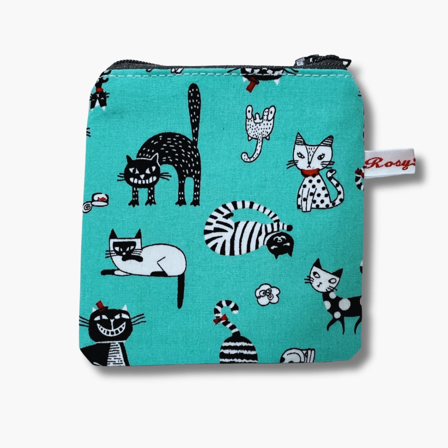 Cat Print Zippered Knitting Notions Pouch - Portable Stitch Marker Case