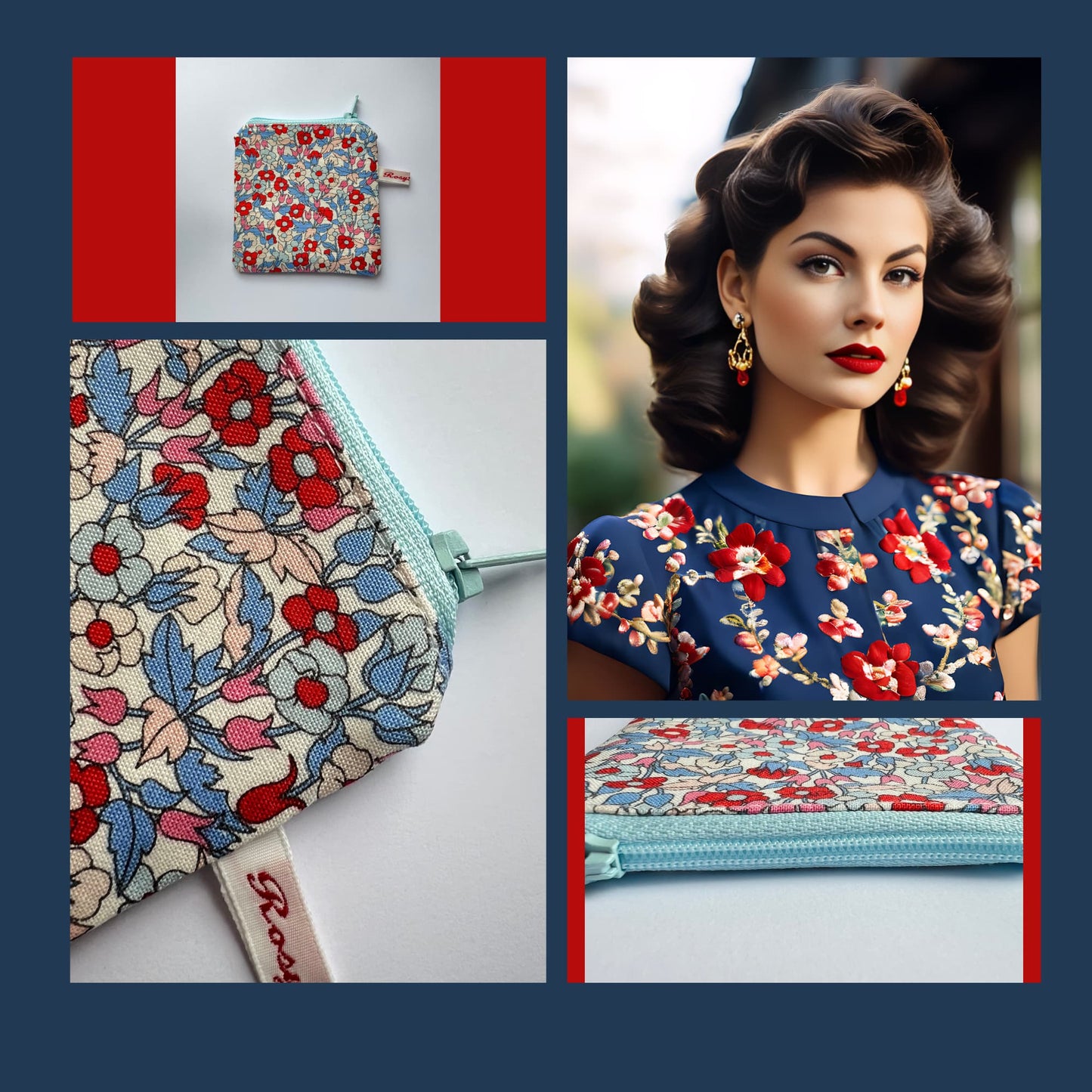 Liberty Fabric Purse -  Piccadilly Poppy from The Carnaby Collection