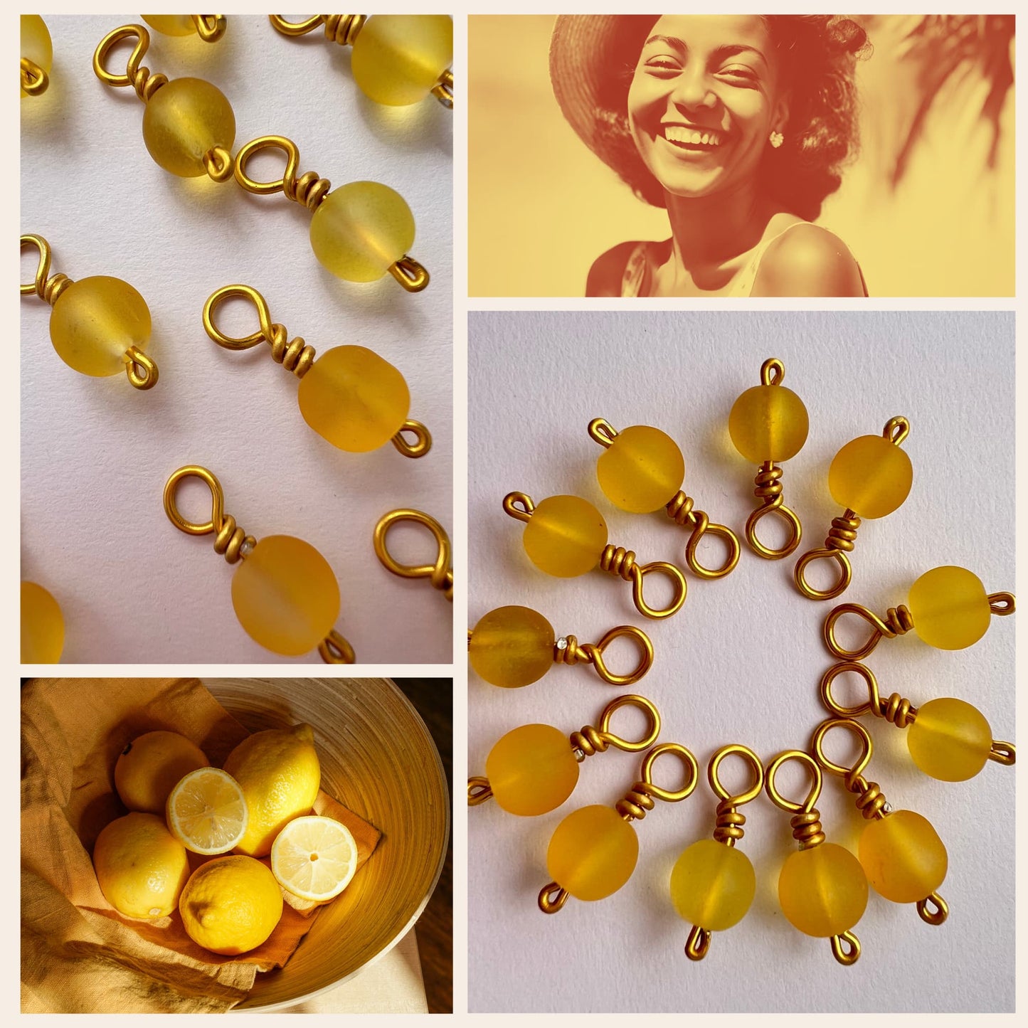 Yellow Stitch Markers for Knitting  - Lemon Pops