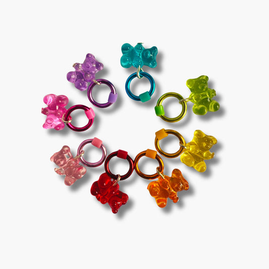 Rainbow Gummy Bear Stitch Markers - Cute Knitting Accessories in Vibrant Colors