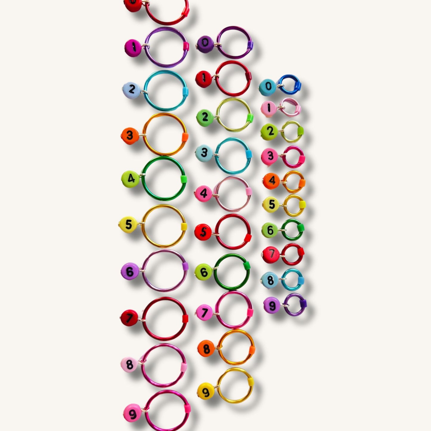 Number Stitch Markers in Rainbow Colours