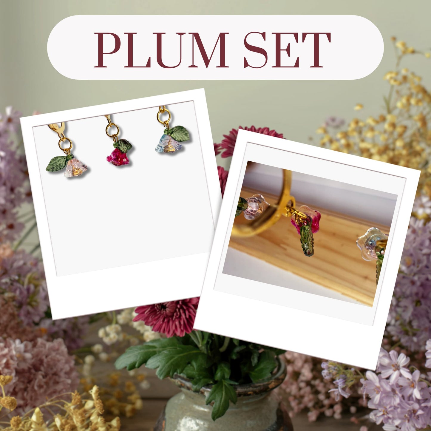Knitting Stitch Marker Set - Flowers