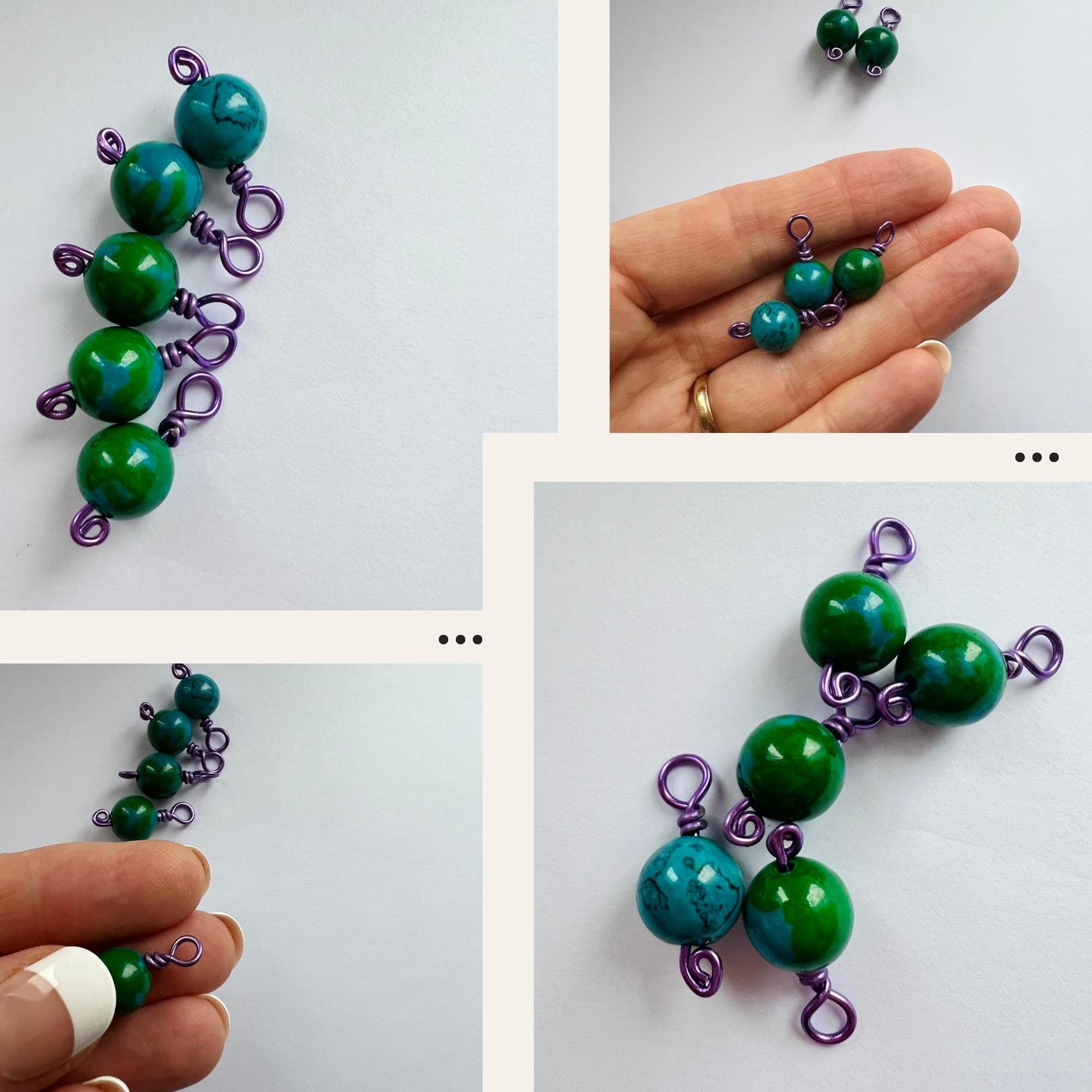 Wire Wrapped Knitting Stitch Markers - Lilac & Turquoise - Tuscany Garden