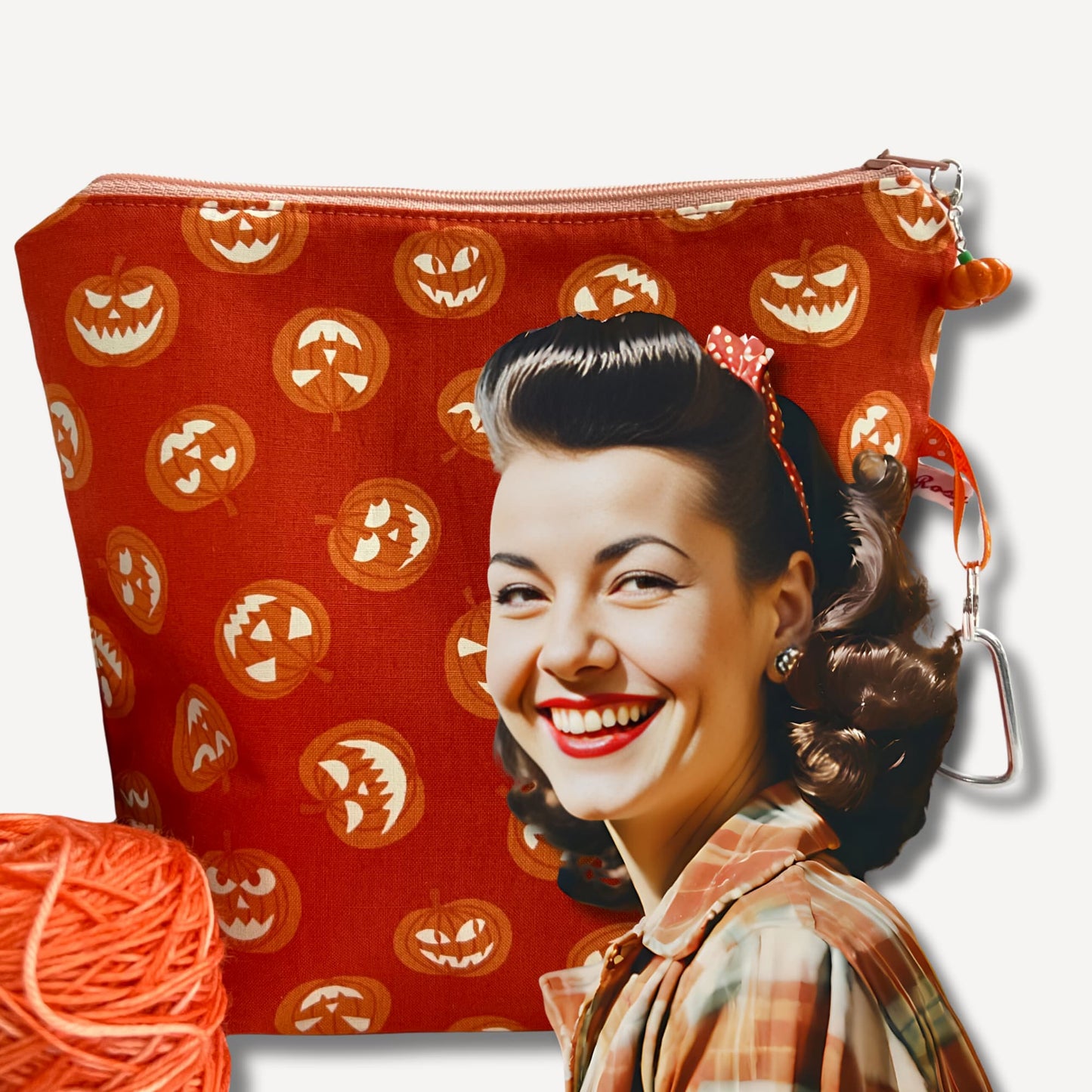 Halloween Project bag for Knitting and Crochet - Glow Pumpkin