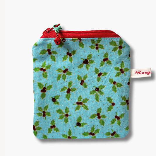 Christmas Knitting Purse - Perfect for Notions! Holly Jolly Aqua