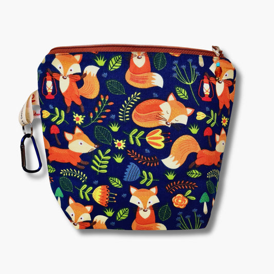 Fox woodland knitting bag in two sizes with zipper - Fall Fox