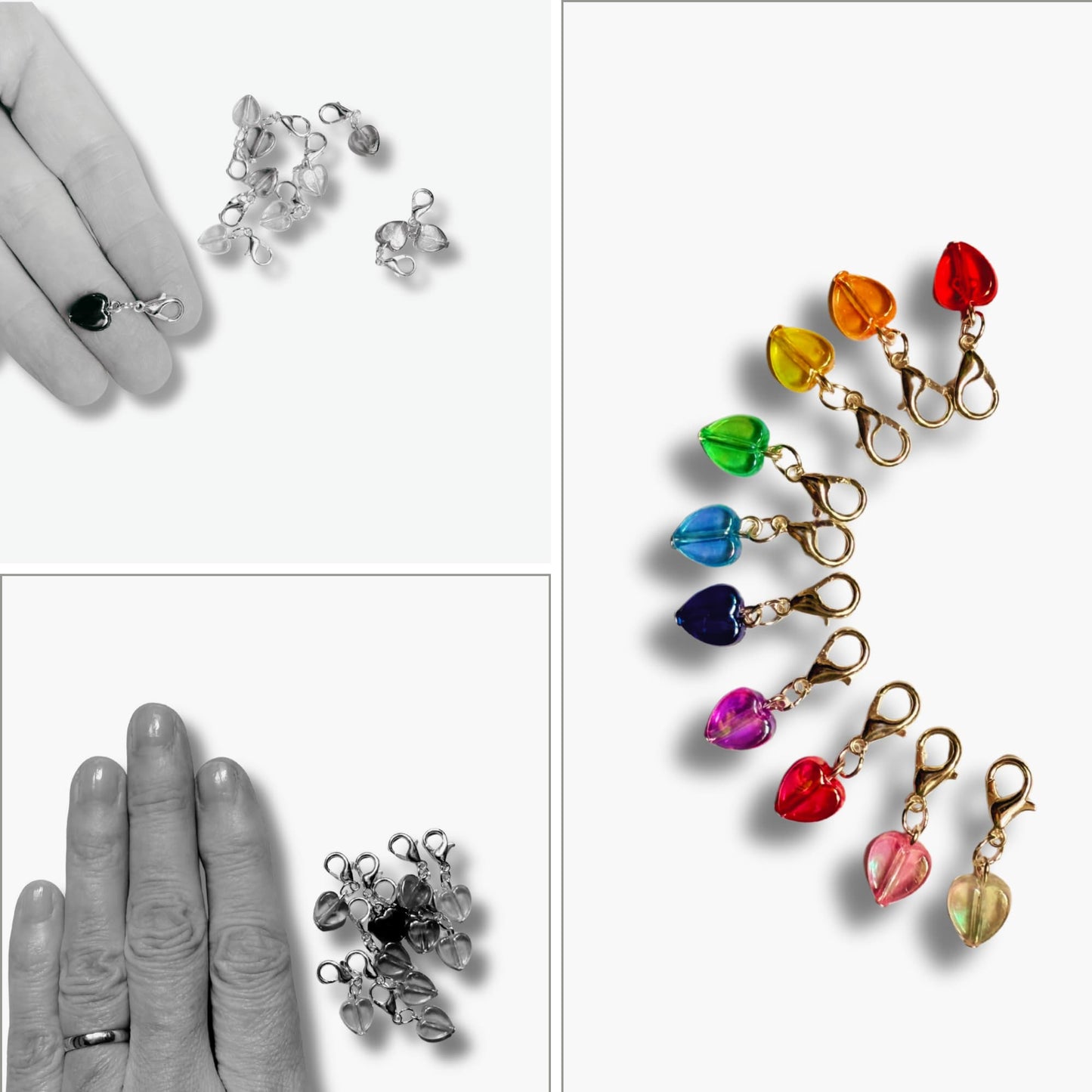 Rainbow Crochet Stitch Markers - Sugar Hearts