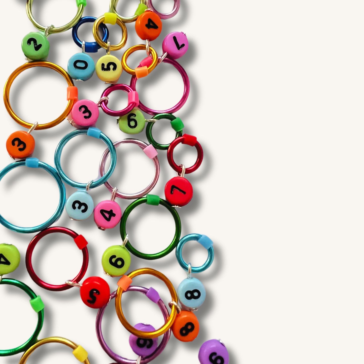 Number Stitch Markers in Rainbow Colours