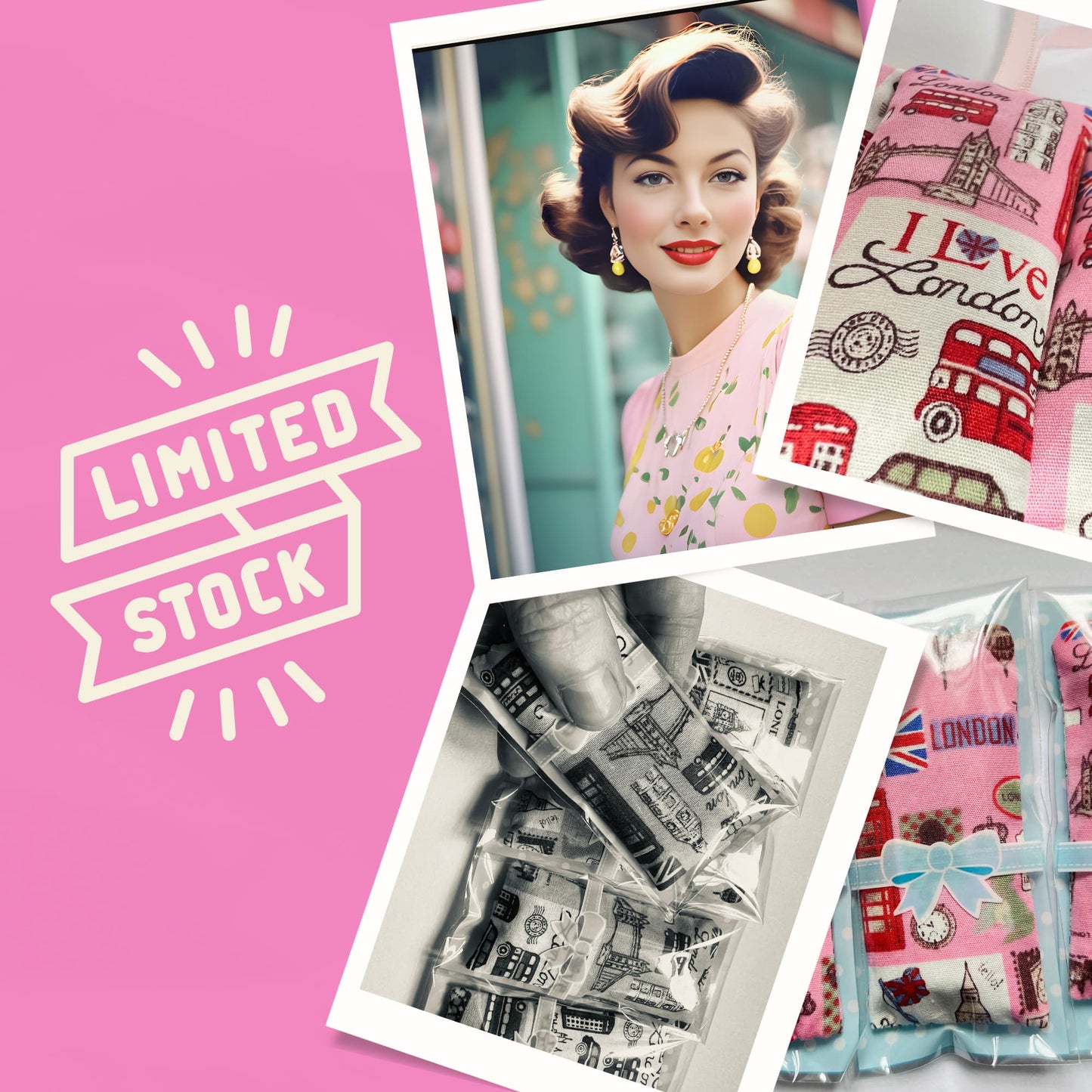 Aromatic Lavender Sachets in Pink London print - Sugar London