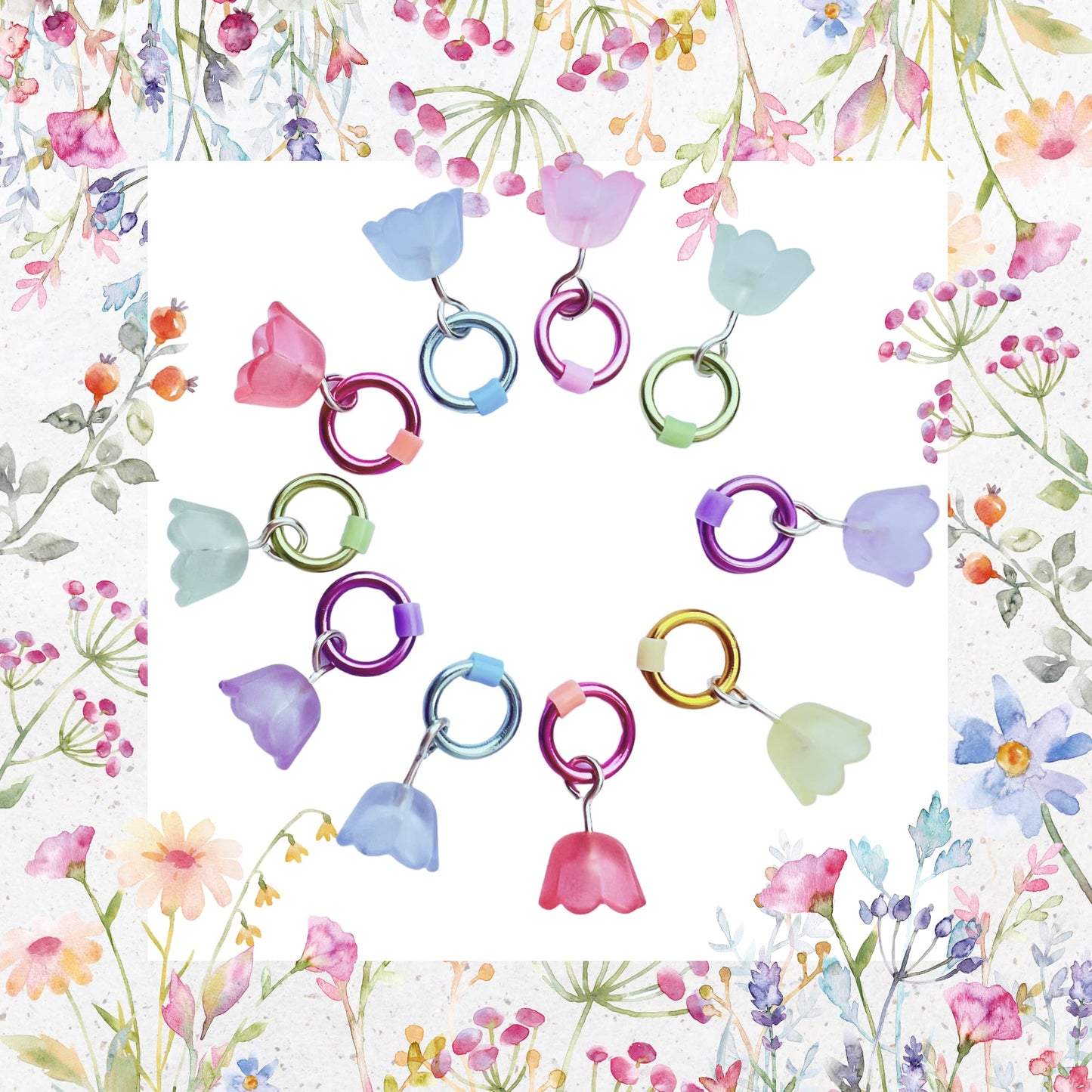 Pastel Flower Stitch Markers for Knitting in 4 Sizes