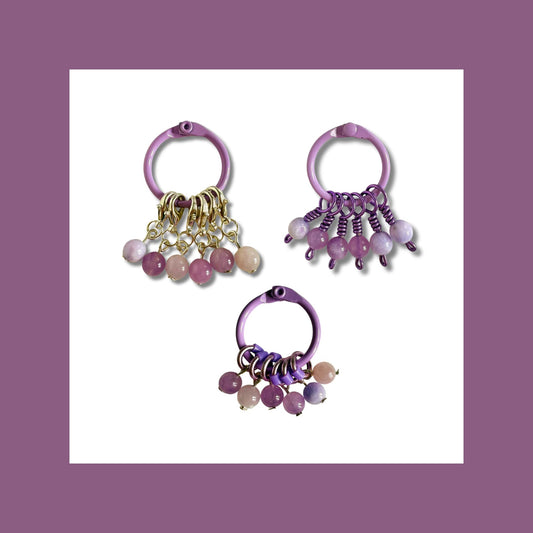 Amethyst and jade Stitch Markers - Lilac