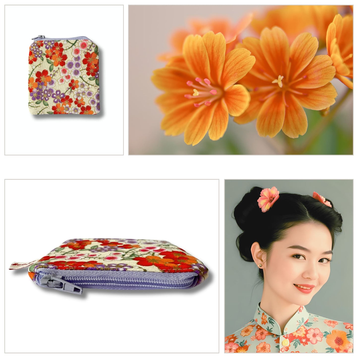 Travel Knitting Purse with Zip - Orange Blossom