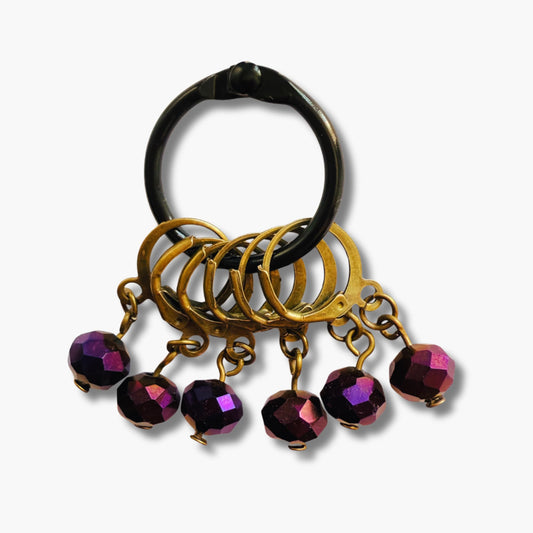 Purple Crystal Stitch Markers - Night Gems