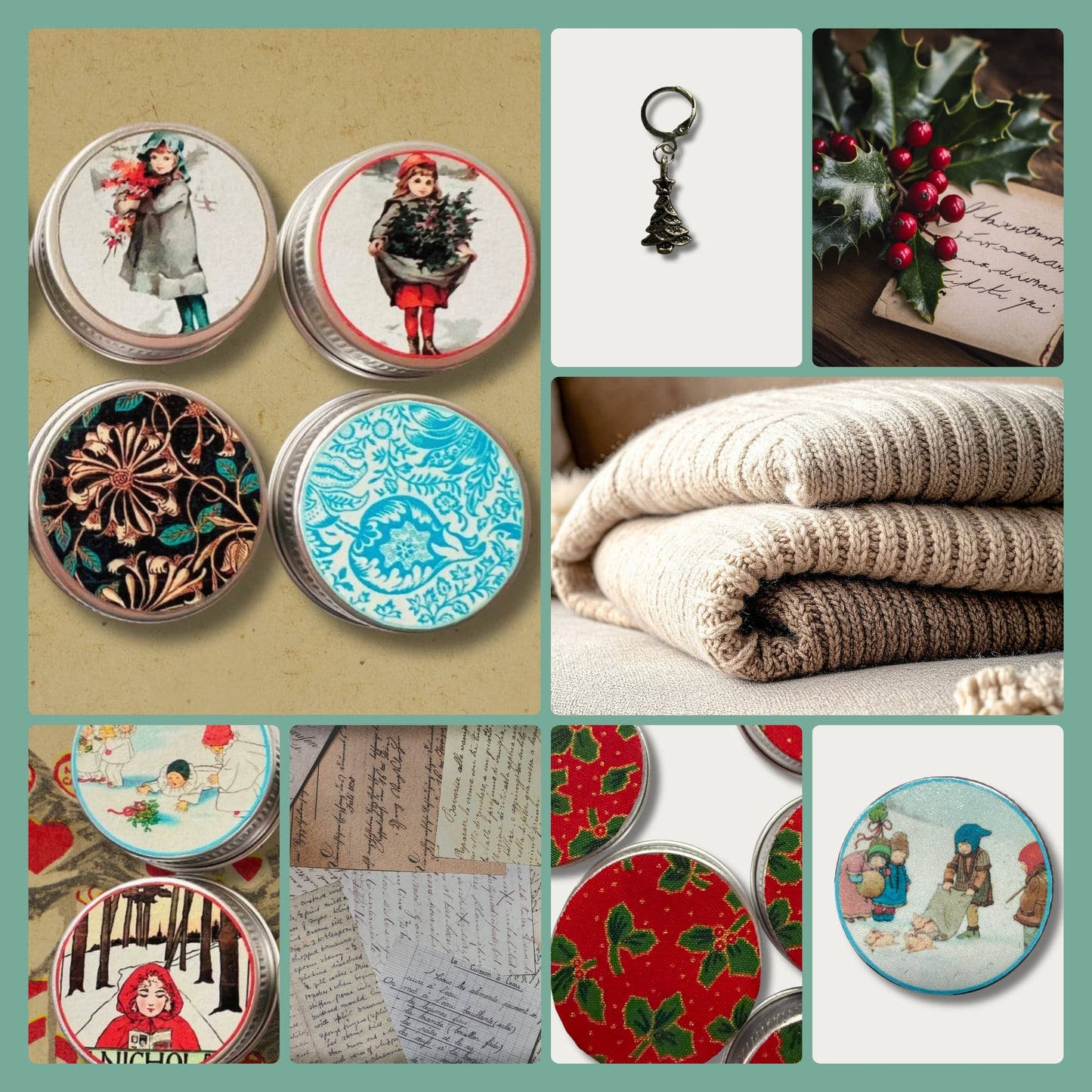 Christmas KnittingSet - 40 Stitch Markers with Storage Tin