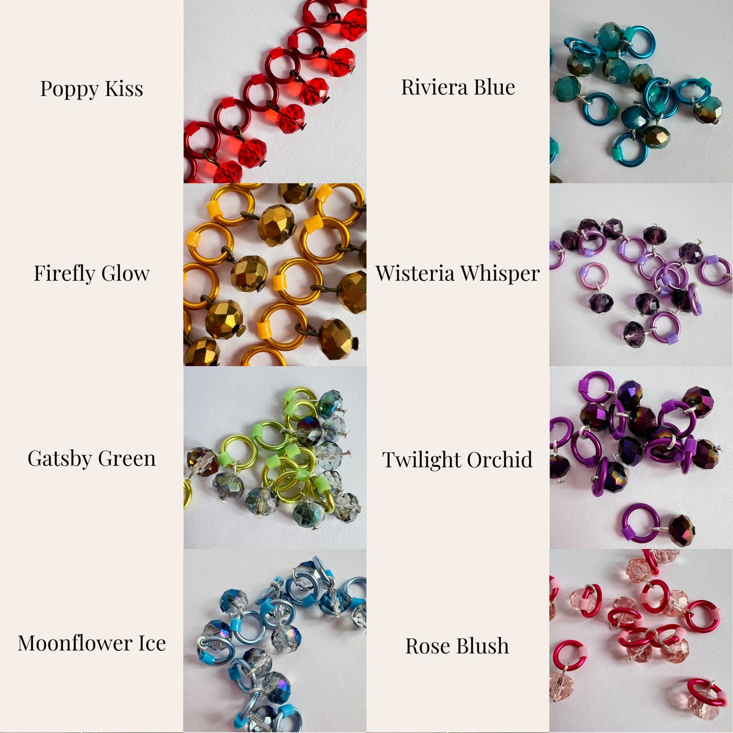 Crystal Glass Stitch Markers for Knitting, Snag Free - Enchanted Garden SET TWO