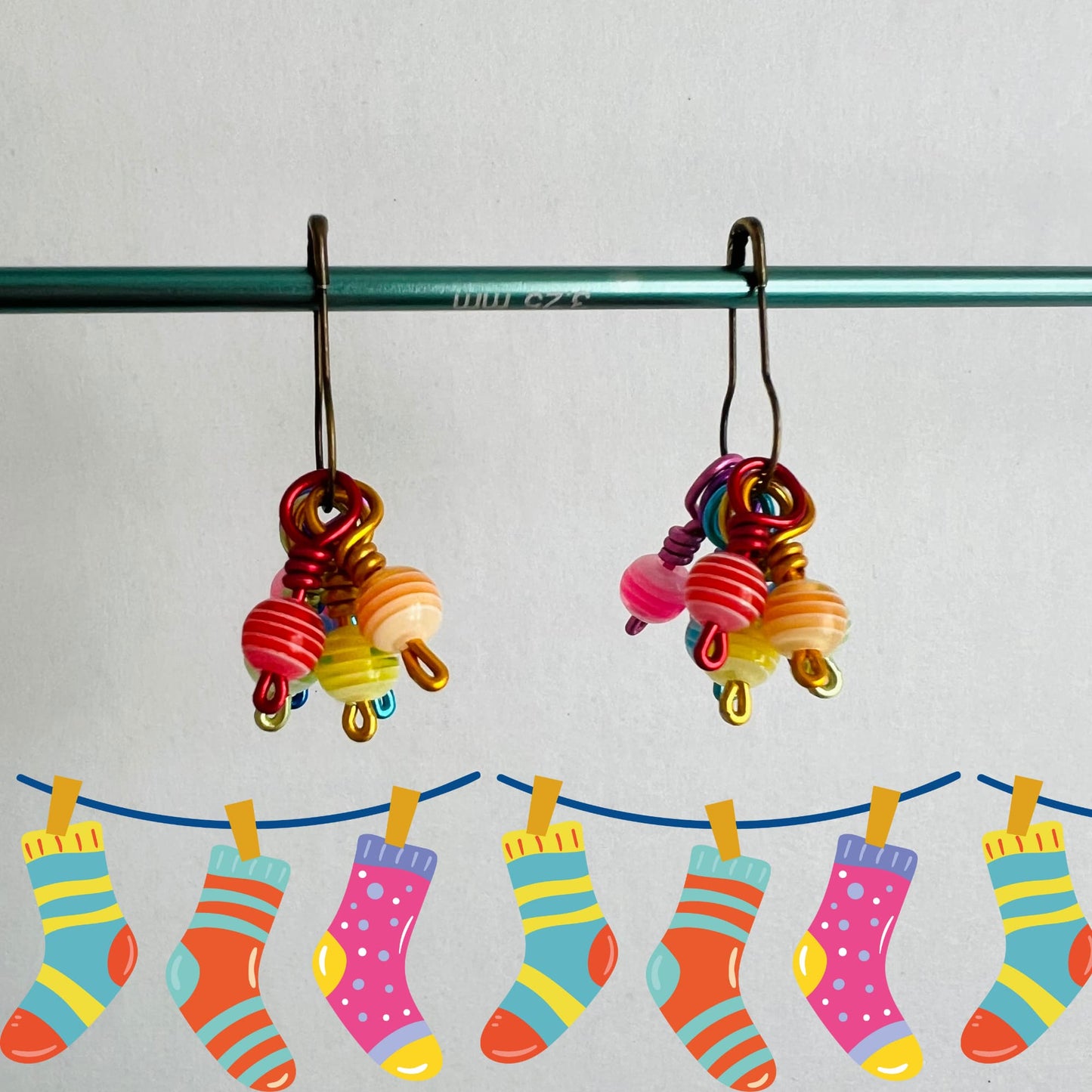 Sock Knitting Stitch Markers - Stripe Pops