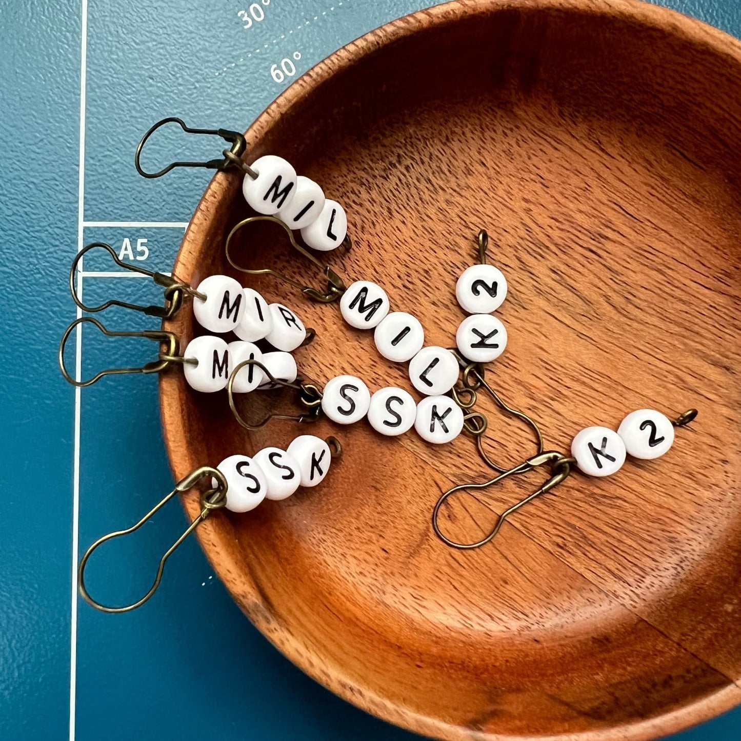 Knitting Stitch Markers - Words, Alphabet Letters