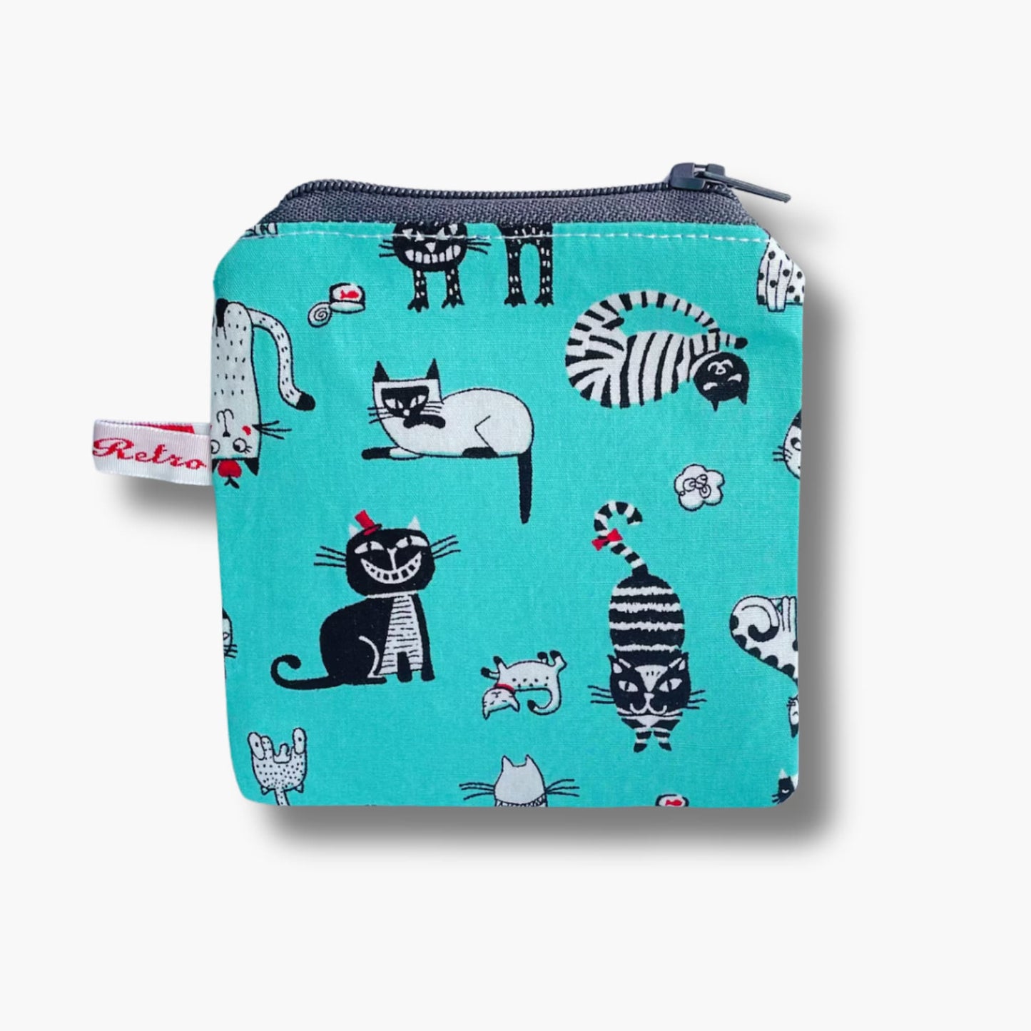Cat Print Zippered Knitting Notions Pouch - Portable Stitch Marker Case