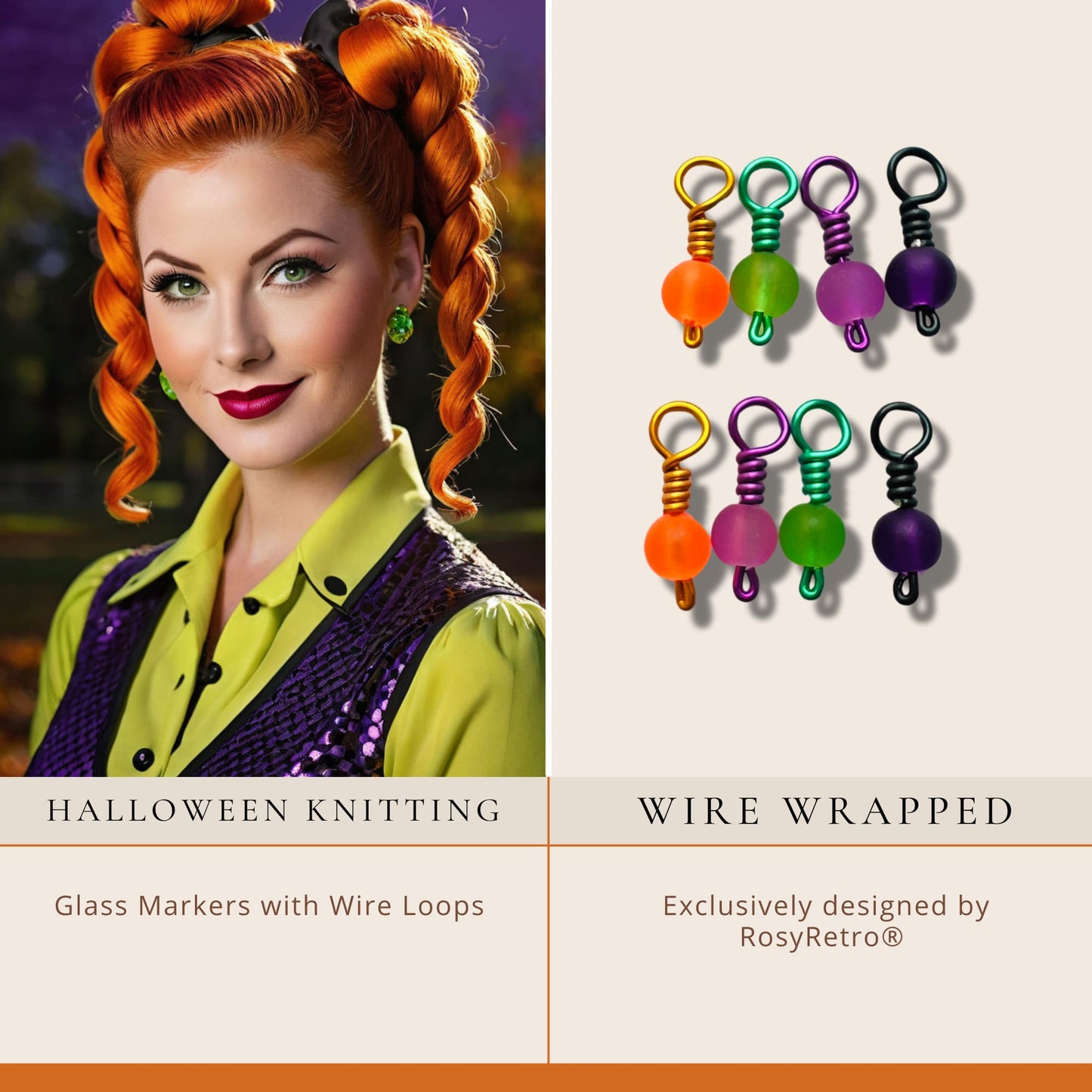 Halloween Stitch Markers, Wire Wrapped Snag Free - Spooky Pops