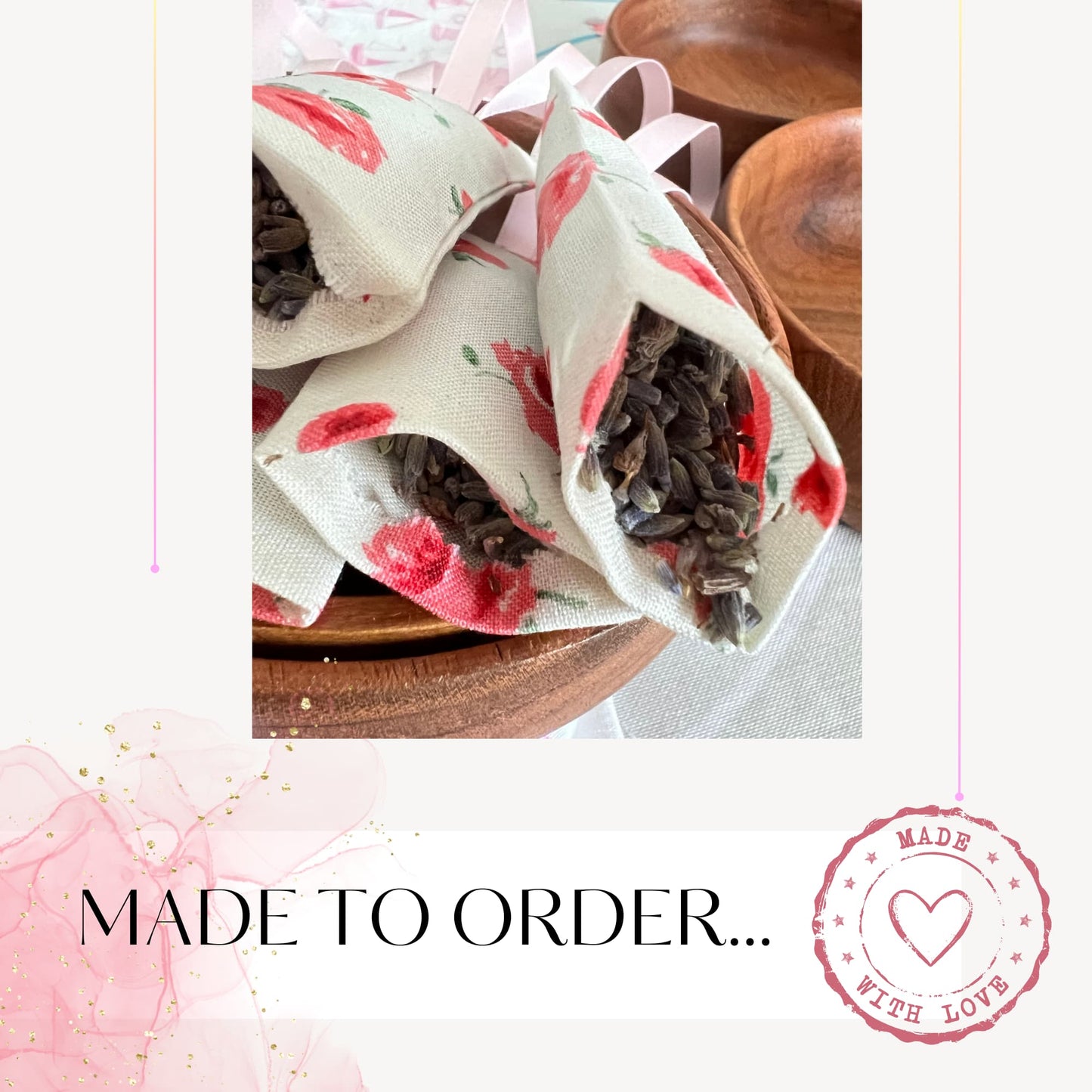 Liberty Fabric Lavender Bags - Vintage Rose (Mary Rose Fabric from the Mid Summer Collection)