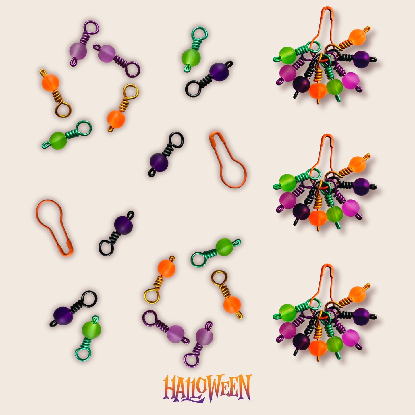 Halloween Stitch Markers, Wire Wrapped Snag Free - Spooky Pops