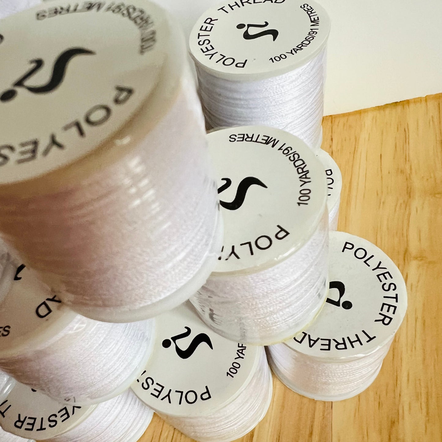 White Polyester Sewing Thread - 100 Yard Spools