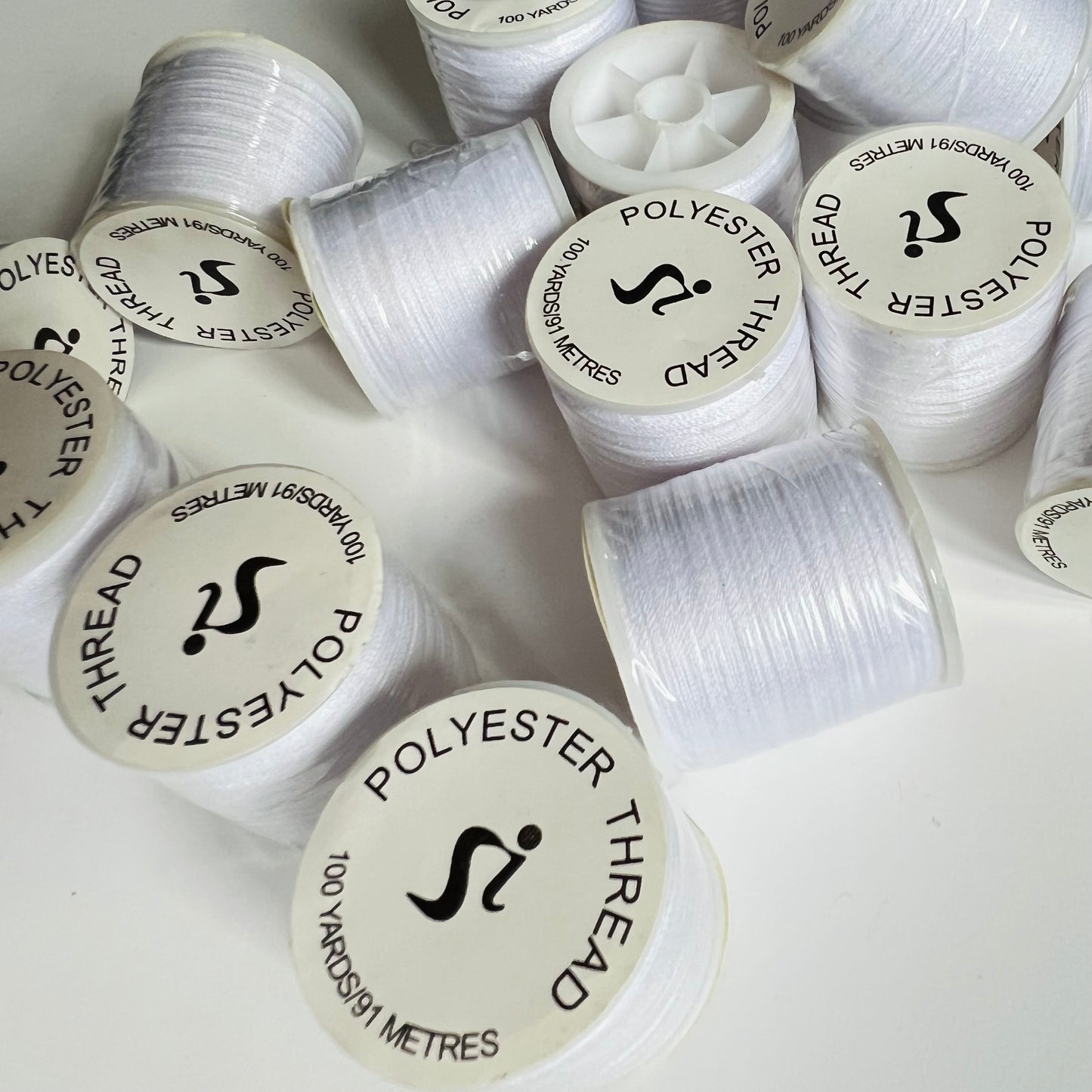 White Polyester Sewing Thread - 100 Yard Spools