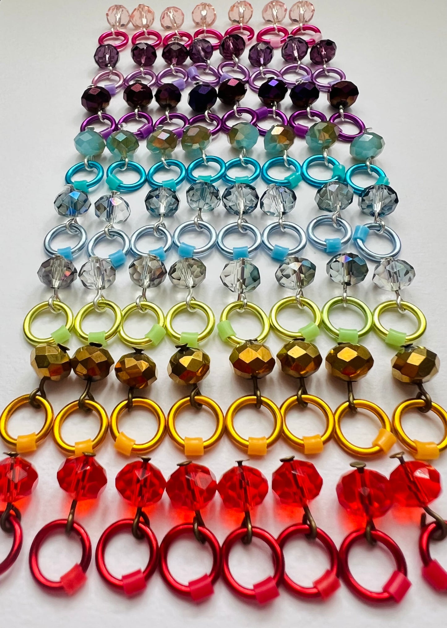 Crystal Glass Stitch Markers for Knitting, Snag Free - Enchanted Garden SET ONE