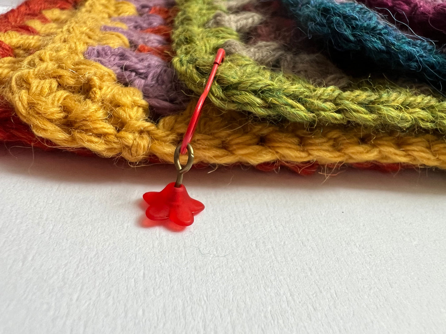 Crochet and Knitting  Stitch Markers - Rainbow Flower Set